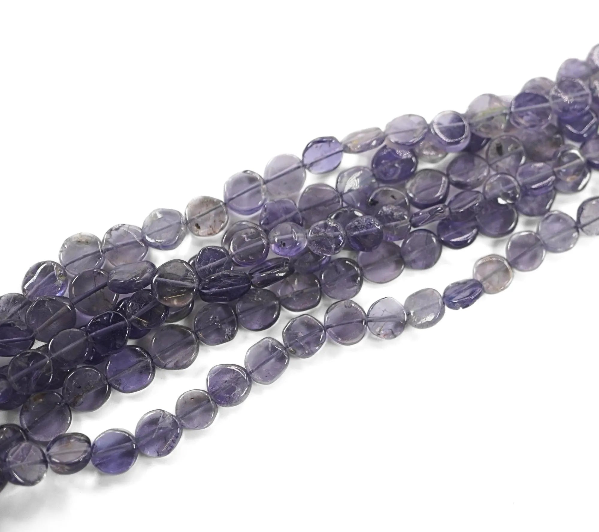 Iolite Smooth Coin Shape Gemstone Strand Beads 