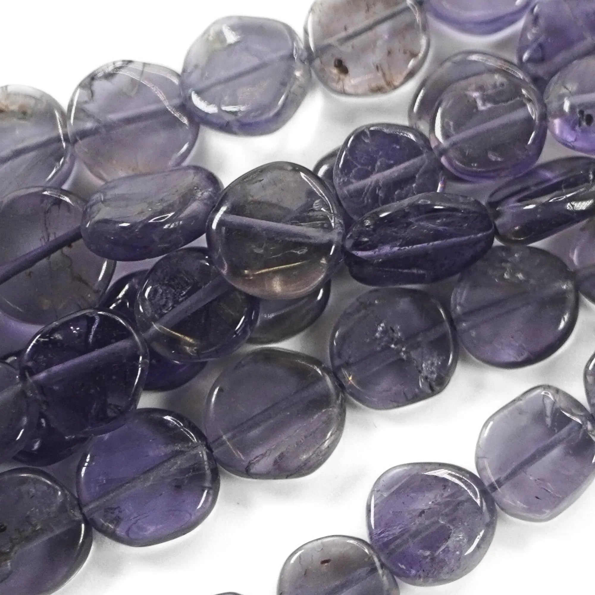 Iolite Smooth Coin Shape Gemstone Strand Beads 