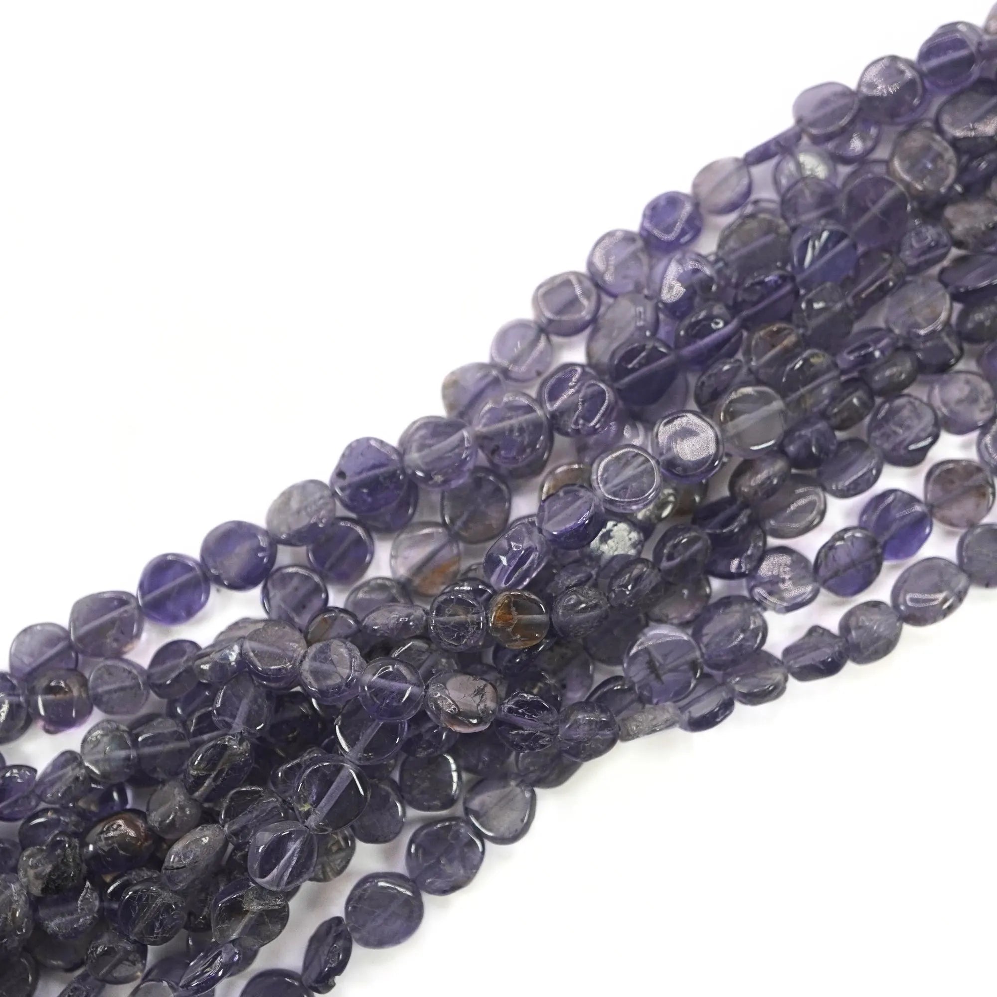 Iolite Smooth Coin Shape Gemstone Strand Beads