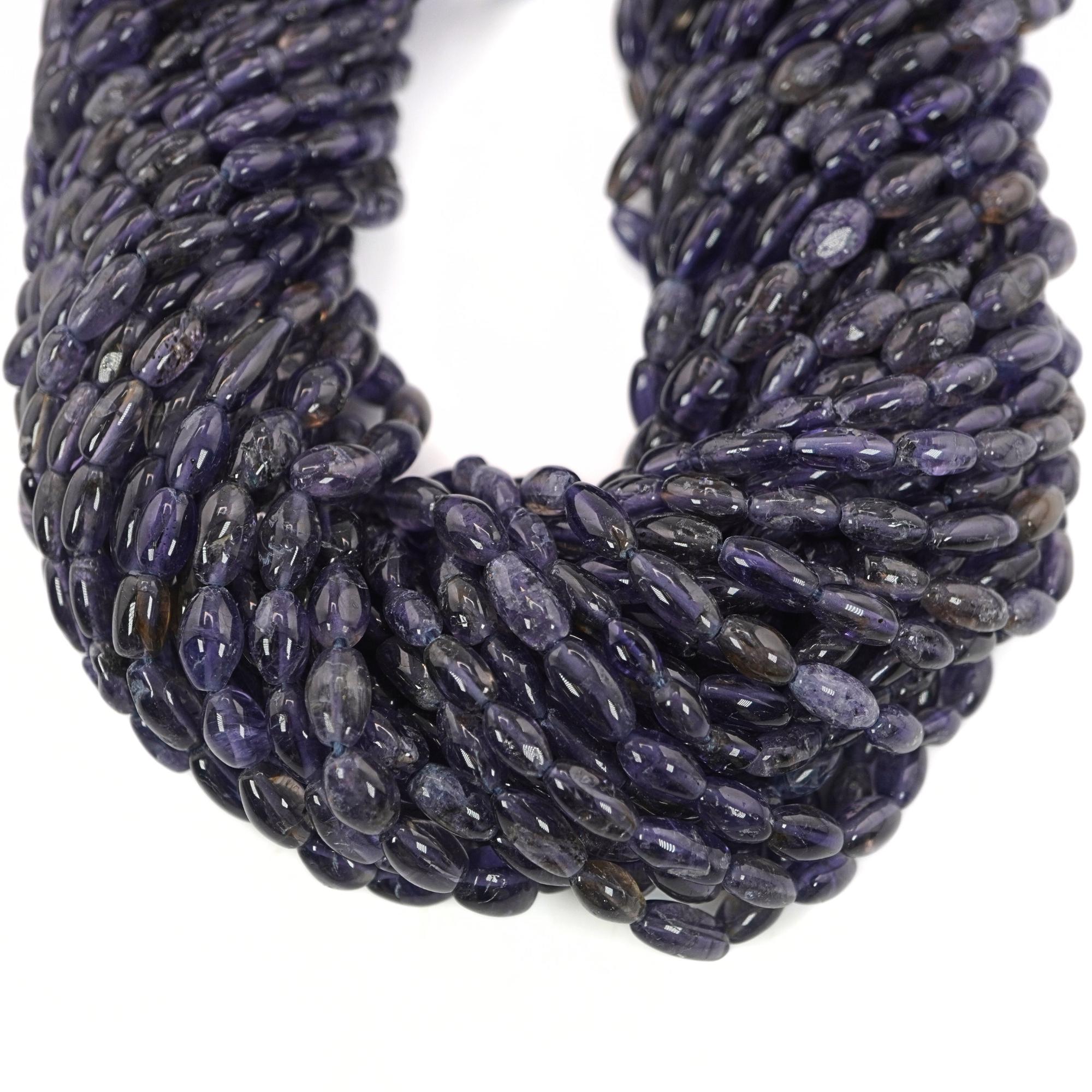 Iolite Smooth Oval Shape Gemstone Strand Beads
