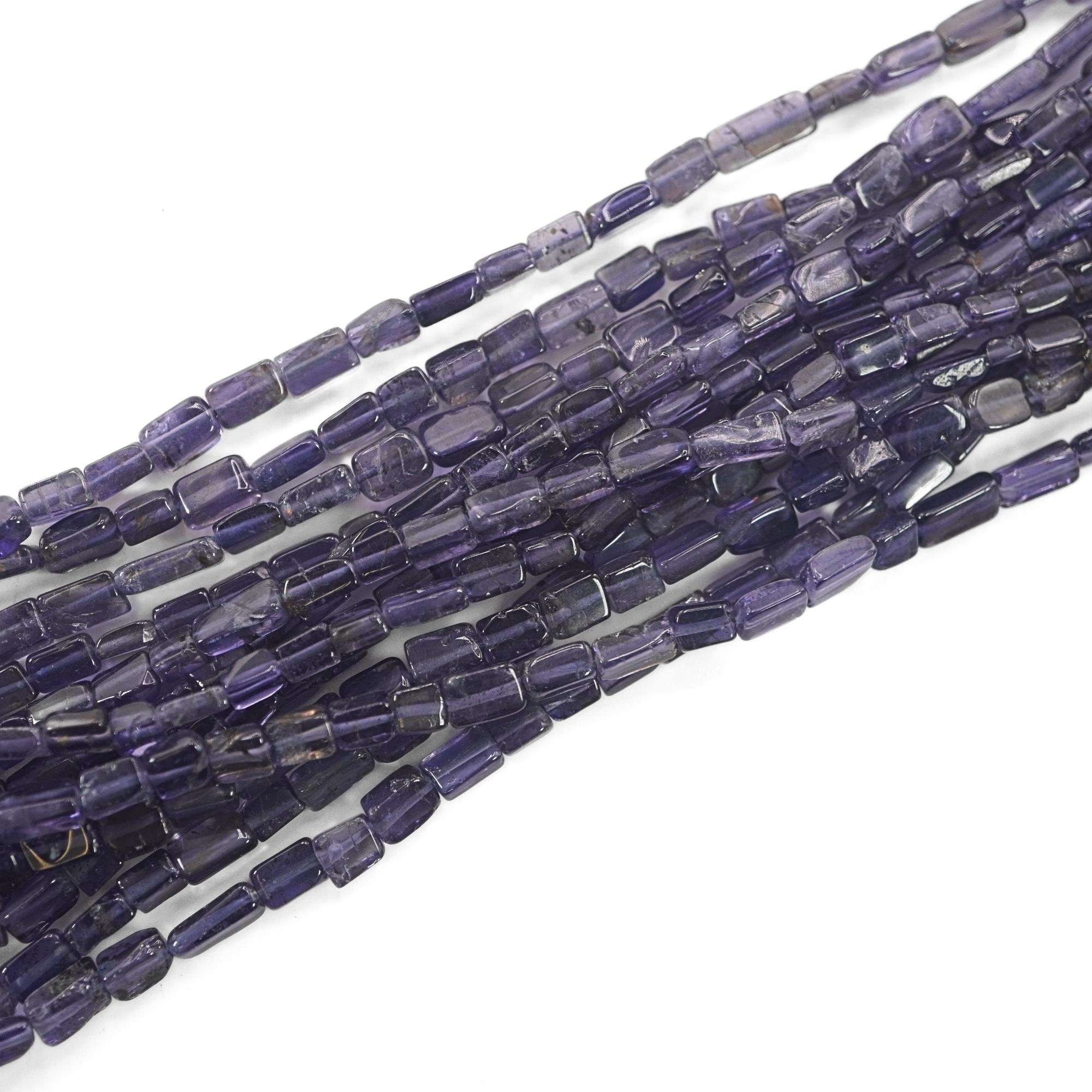 Iolite Smooth Rectangle Shape Gemstone Beads