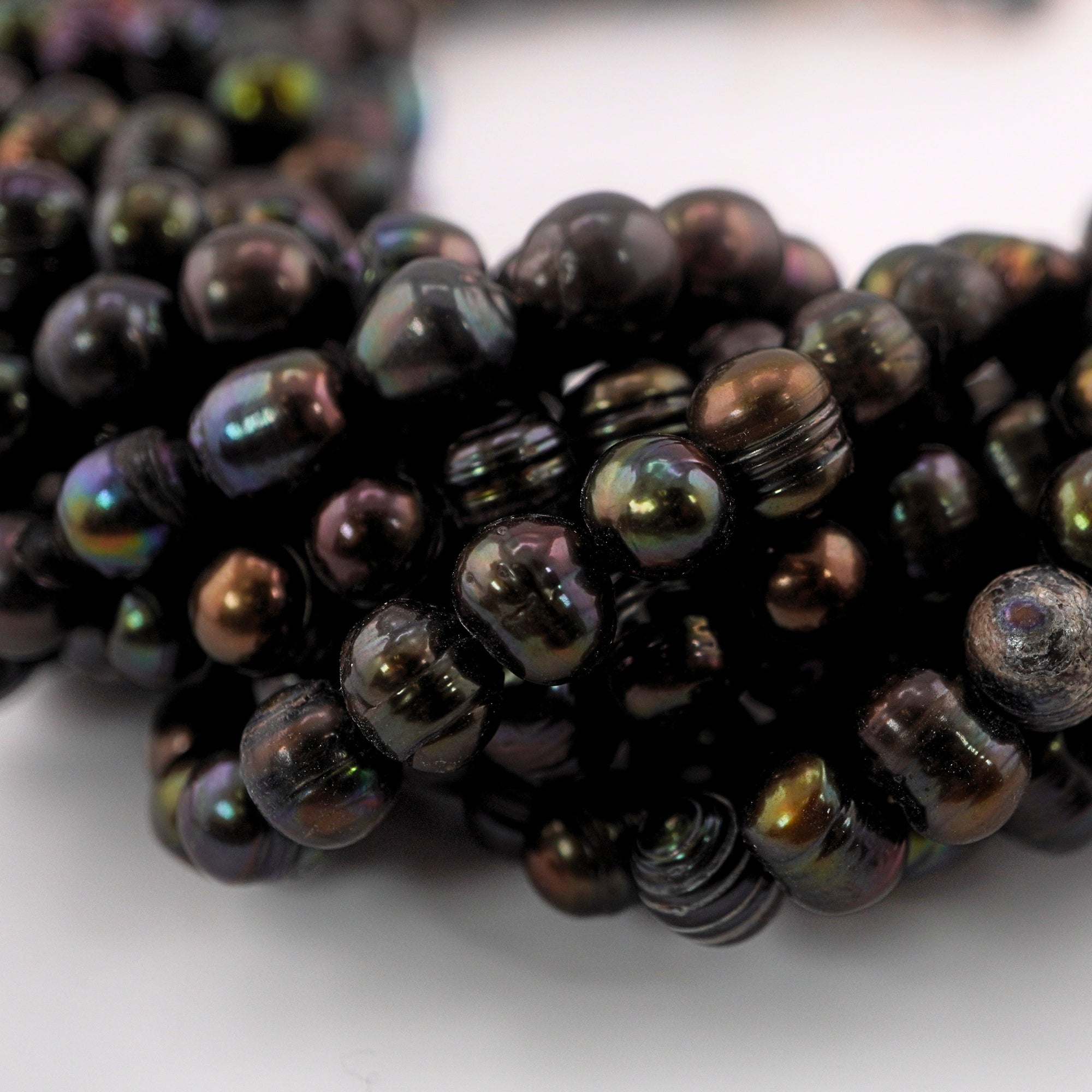 Iridescent Peacock Freshwater Beads

