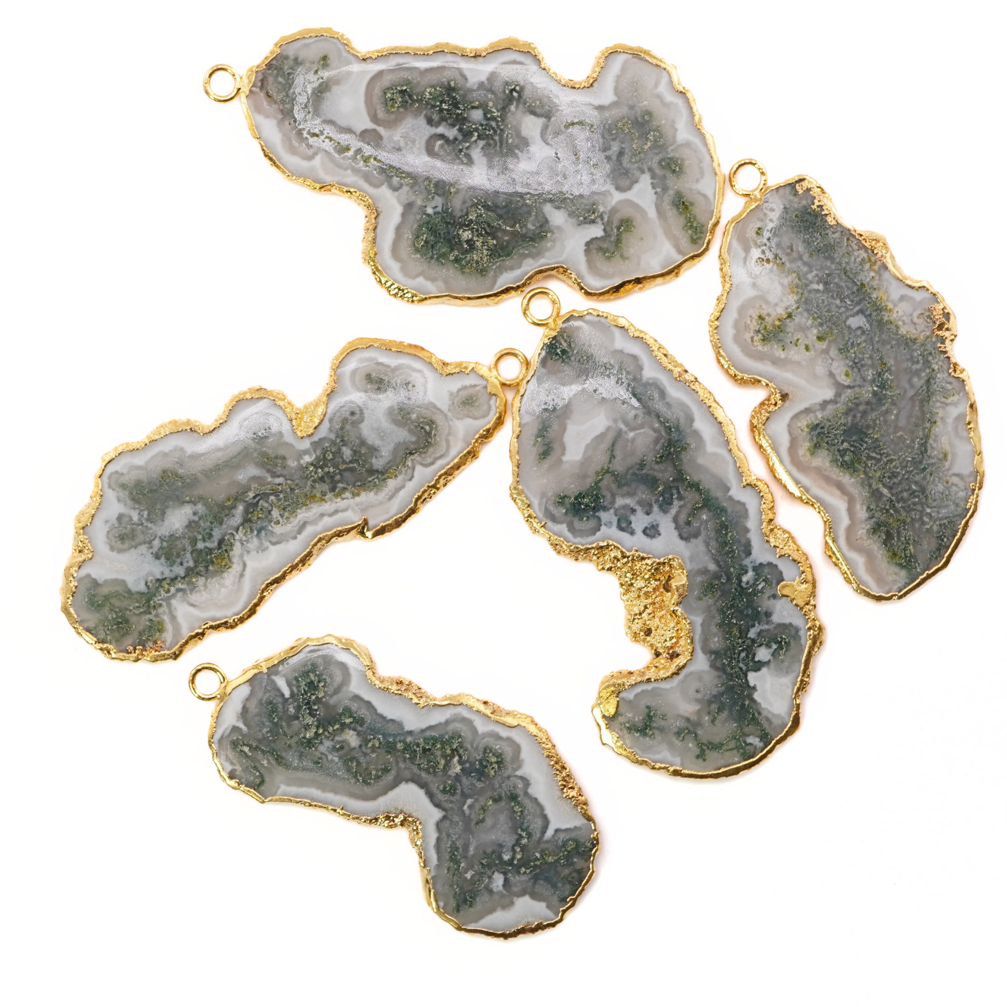 Solar Quartz Freeform Gemstone Pendant Charm Gold Electroplated