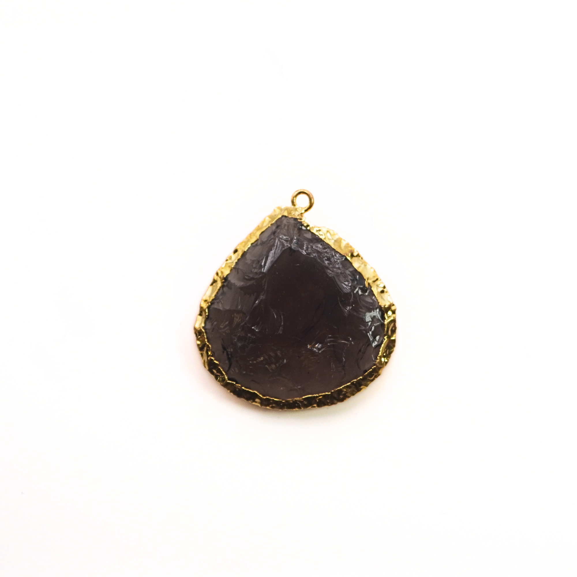 Smoky Quartz Heart Shape Gemstone Gold Electroplated Charm Pendant