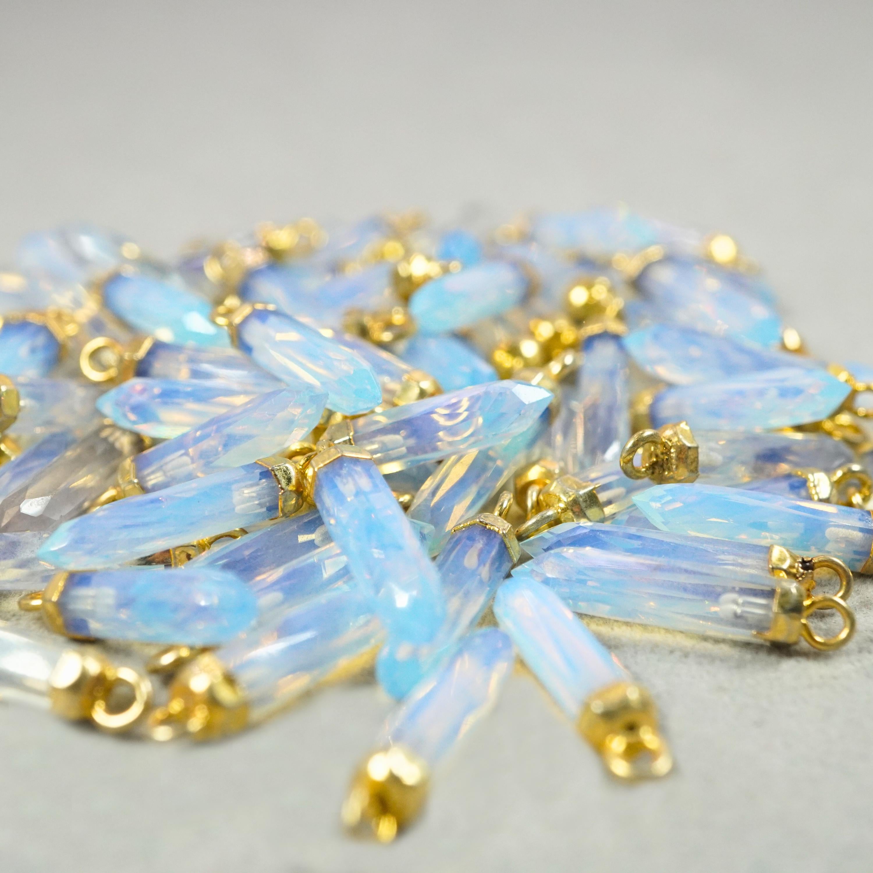Opalite Pencil Point Crystal Charm Pendant Gold Electroplated Spike Gemstone Pendant 