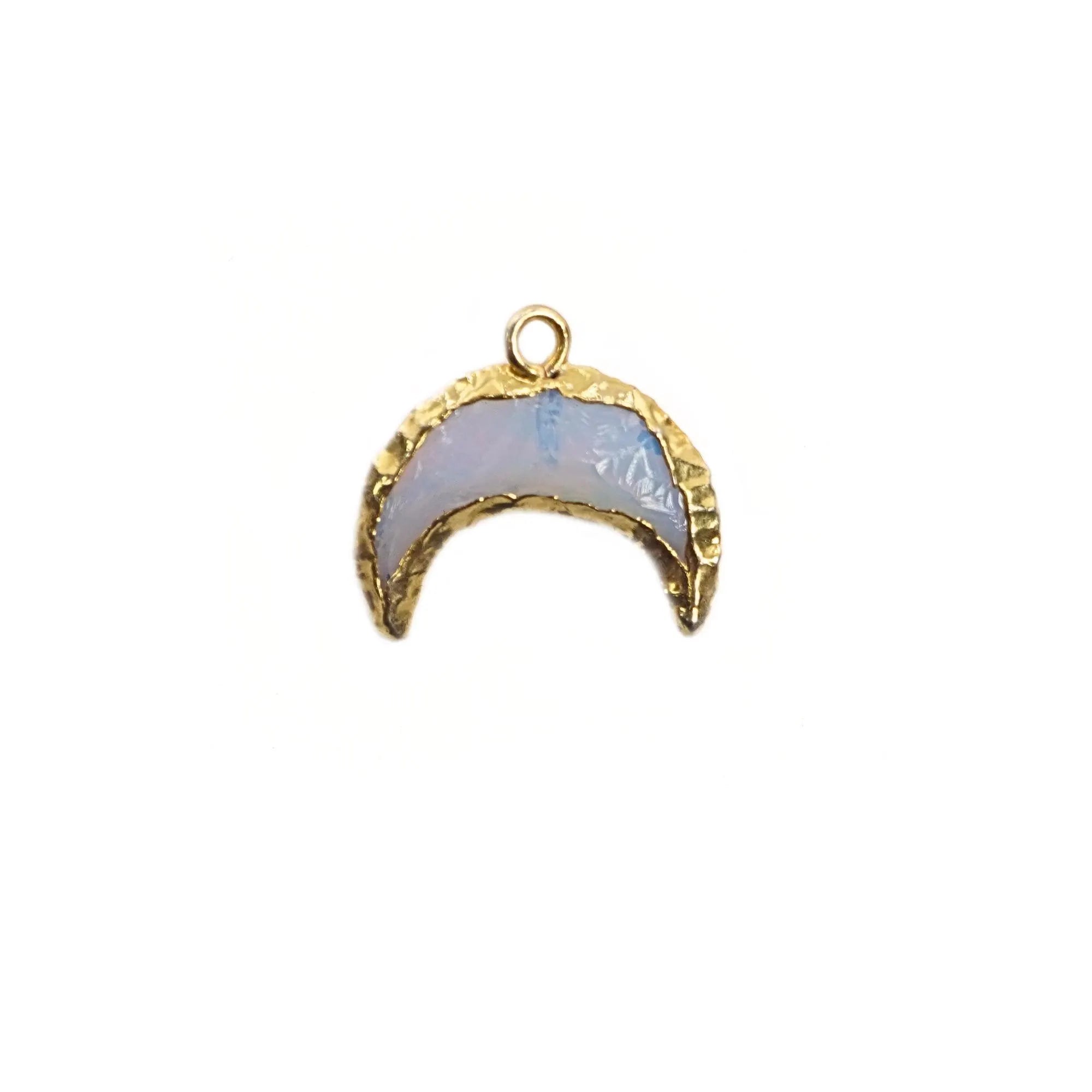 Opalite Crescent Moon Shape Gemstone Gold Electroplated Charm Pendant 