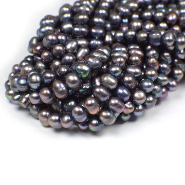 7 - 8 MM Peacock Navy Blue Potato Freshwater Pearls Beads