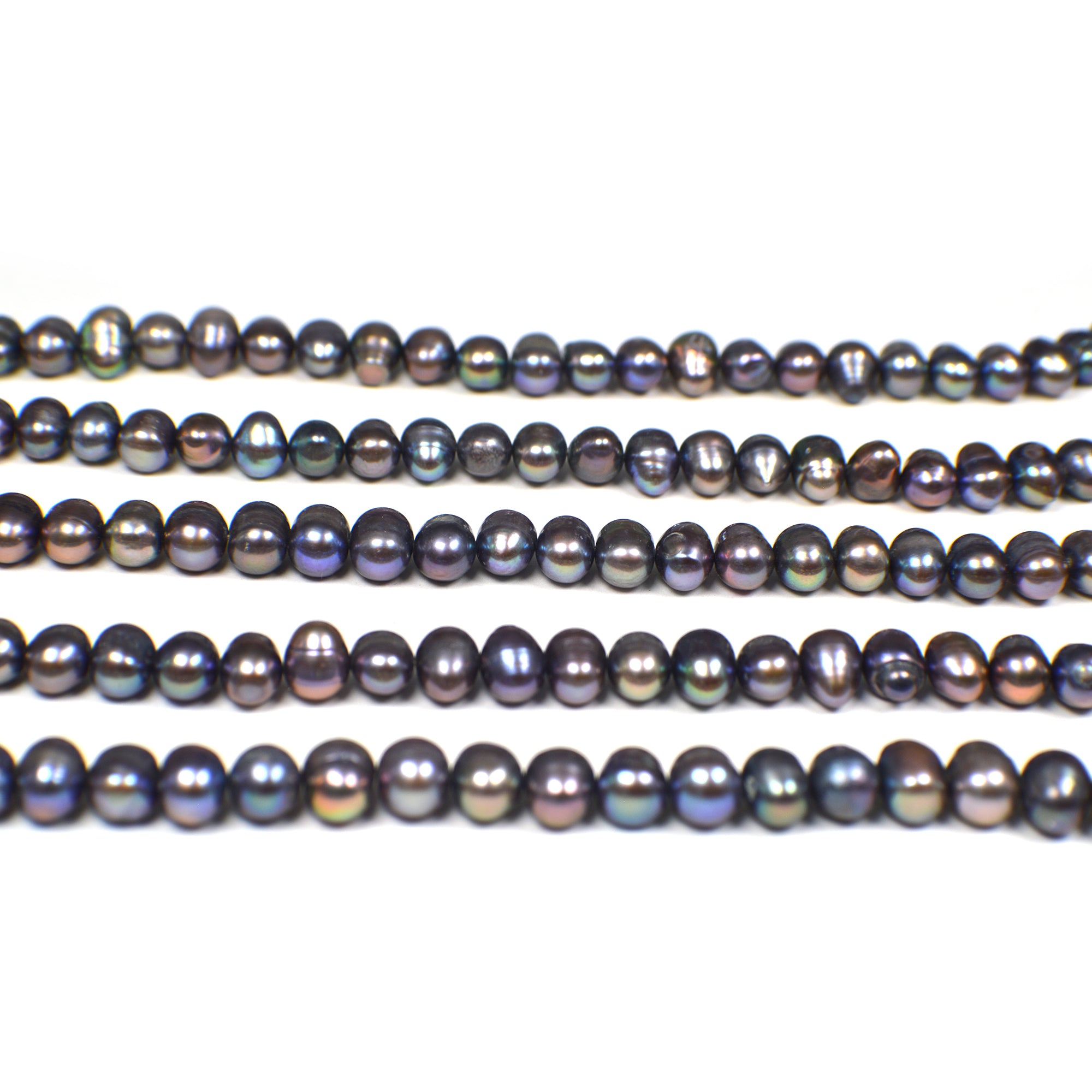 7 - 8 MM Peacock Navy Blue Potato Freshwater Pearls Beads