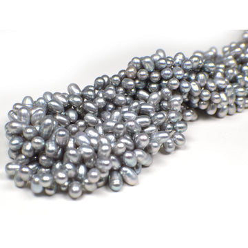 6 x 4 - 7 x 5 MM Gray Rice Freshwater Pearls Beads