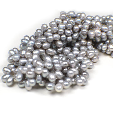 6x5 - 7x5 MM Gray Rice Freshwater Pearls Beads