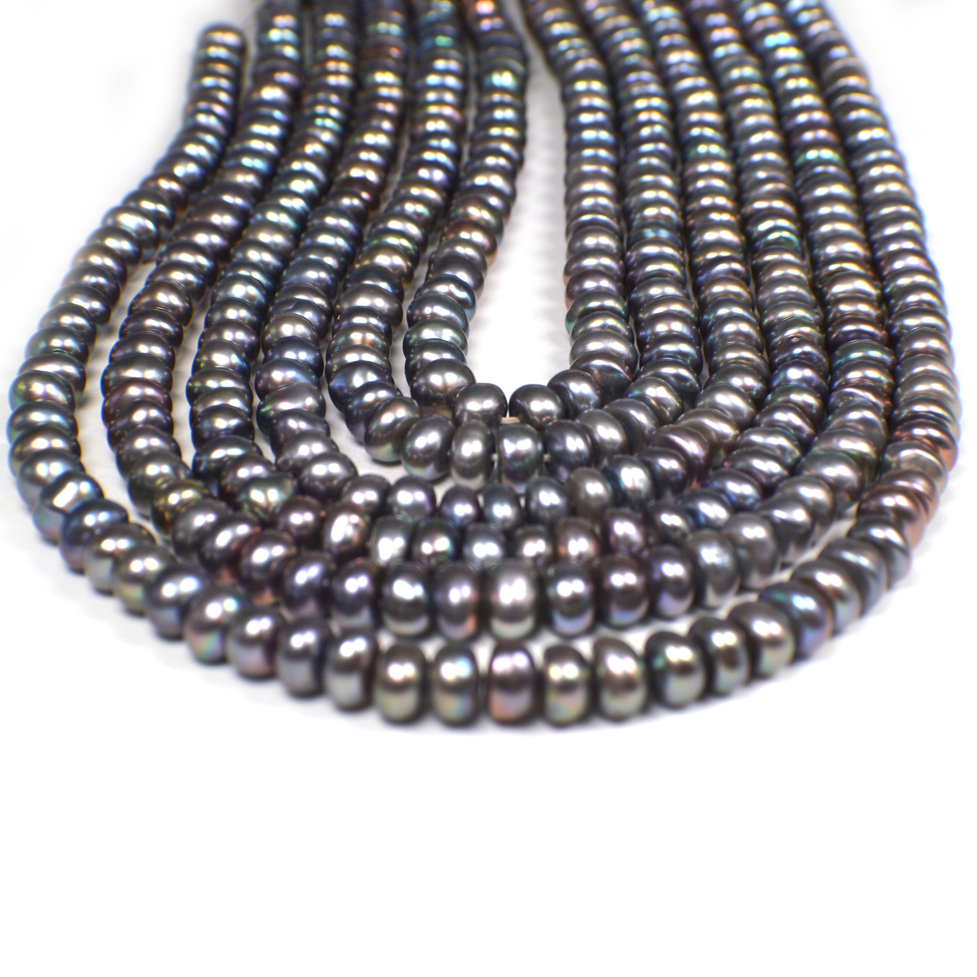 Peacock Button / Rondelle Freshwater Pearls Beads