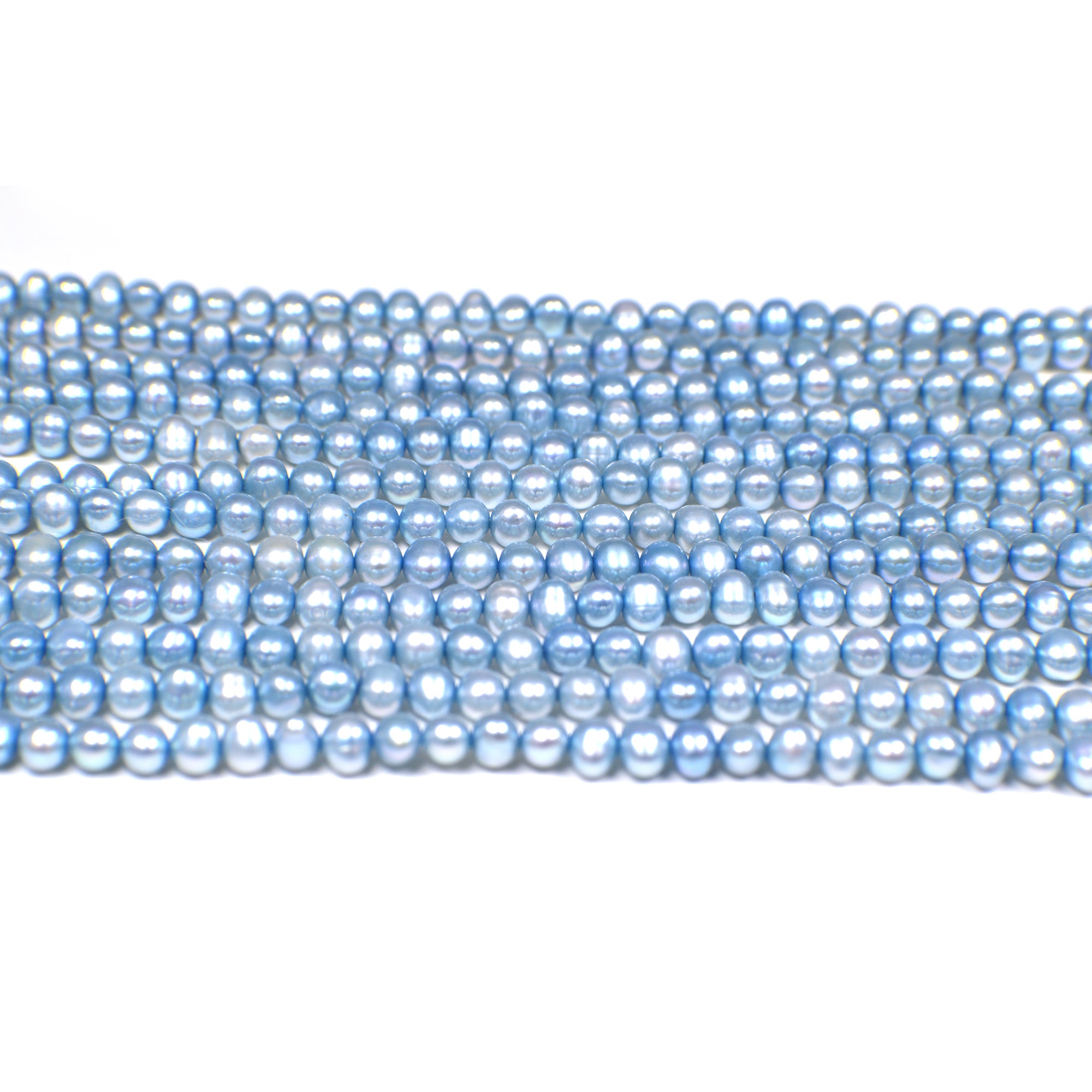 5x4 - 6x4 MM Sky Blue Potato Freshwater Pearls Beads