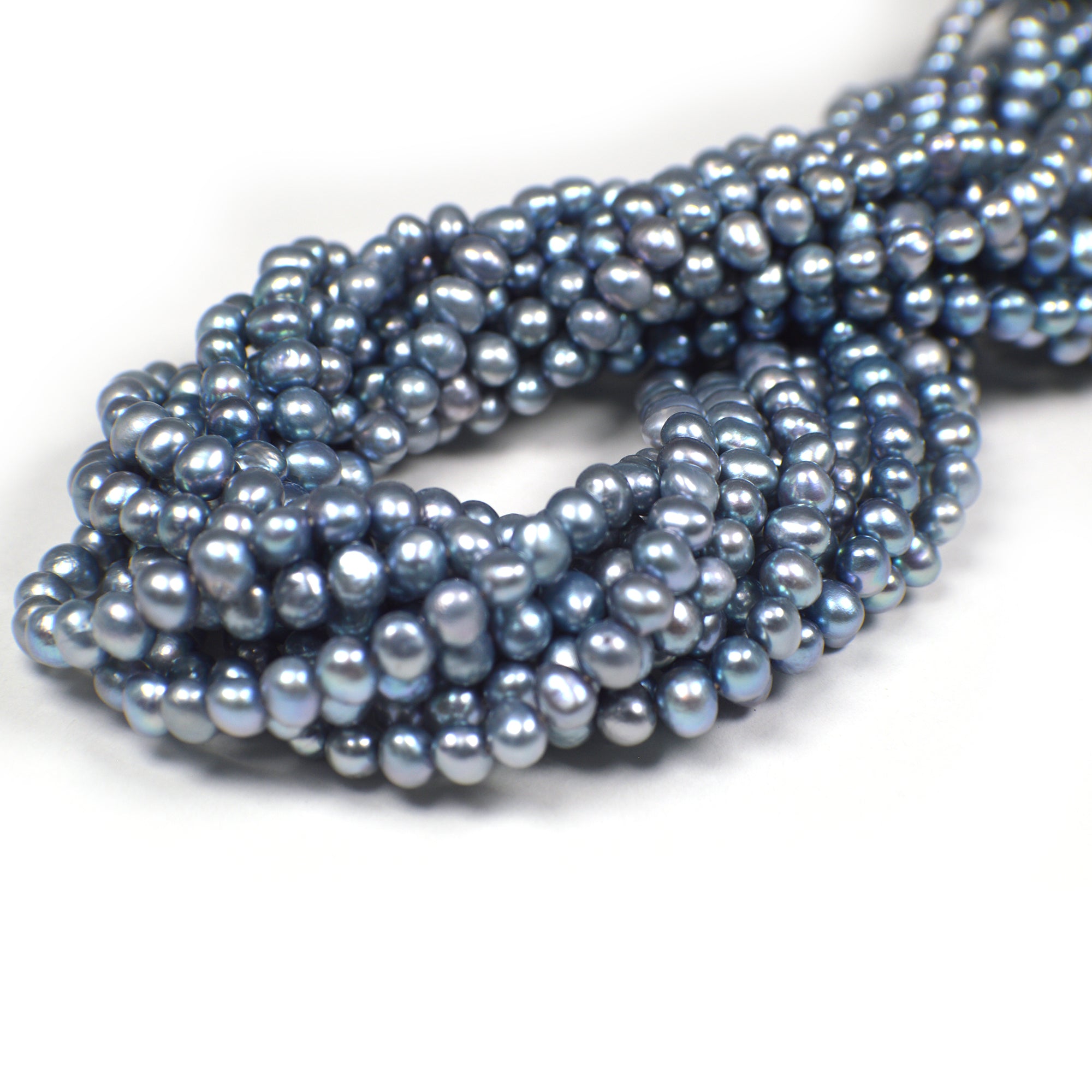 Gray Blue Potato Freshwater Pearls Beads