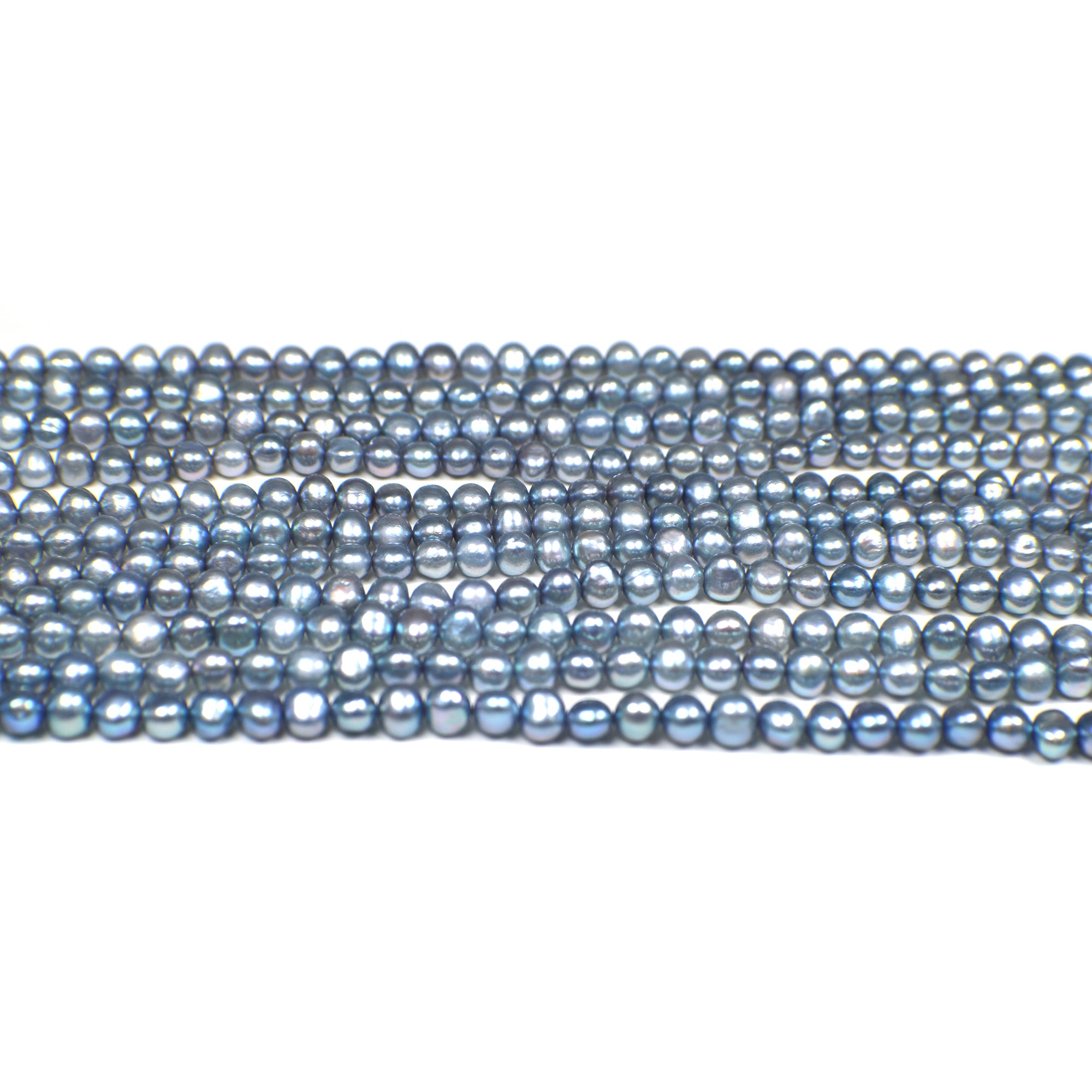 4x4 - 5x4 MM Gray Blue Potato Freshwater Pearls Beads