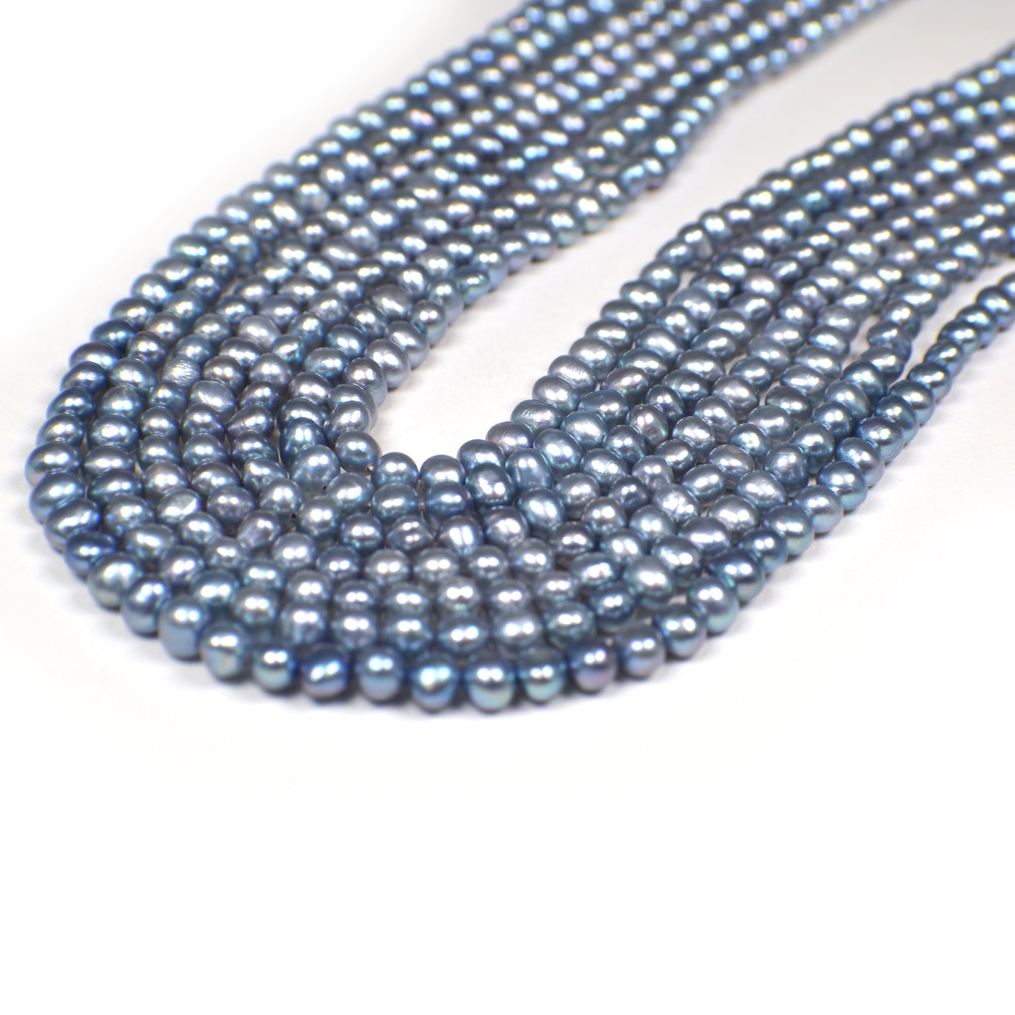 Gray Blue Potato Freshwater Pearls Beads