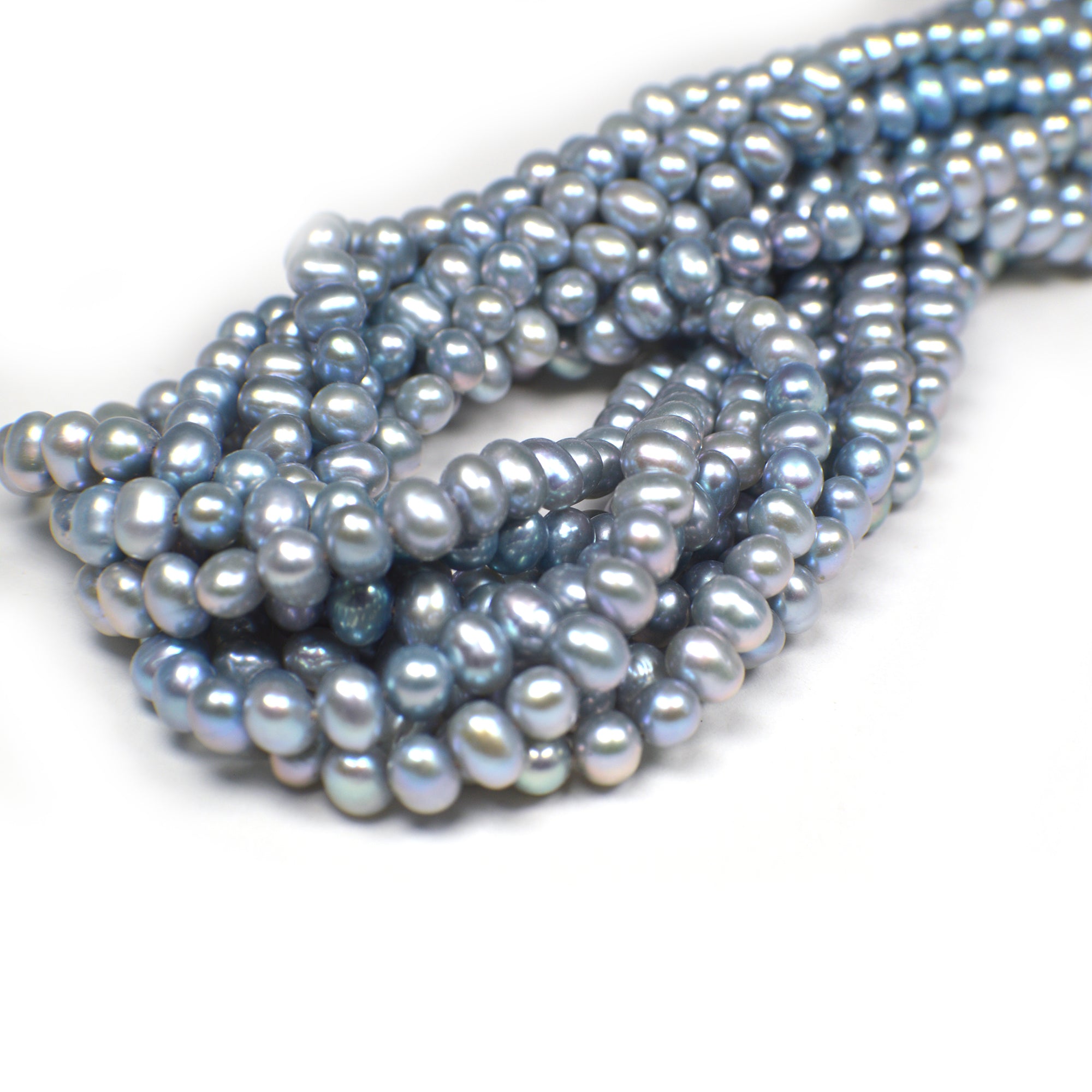 Gray Blue Potato Freshwater Pearls Beads