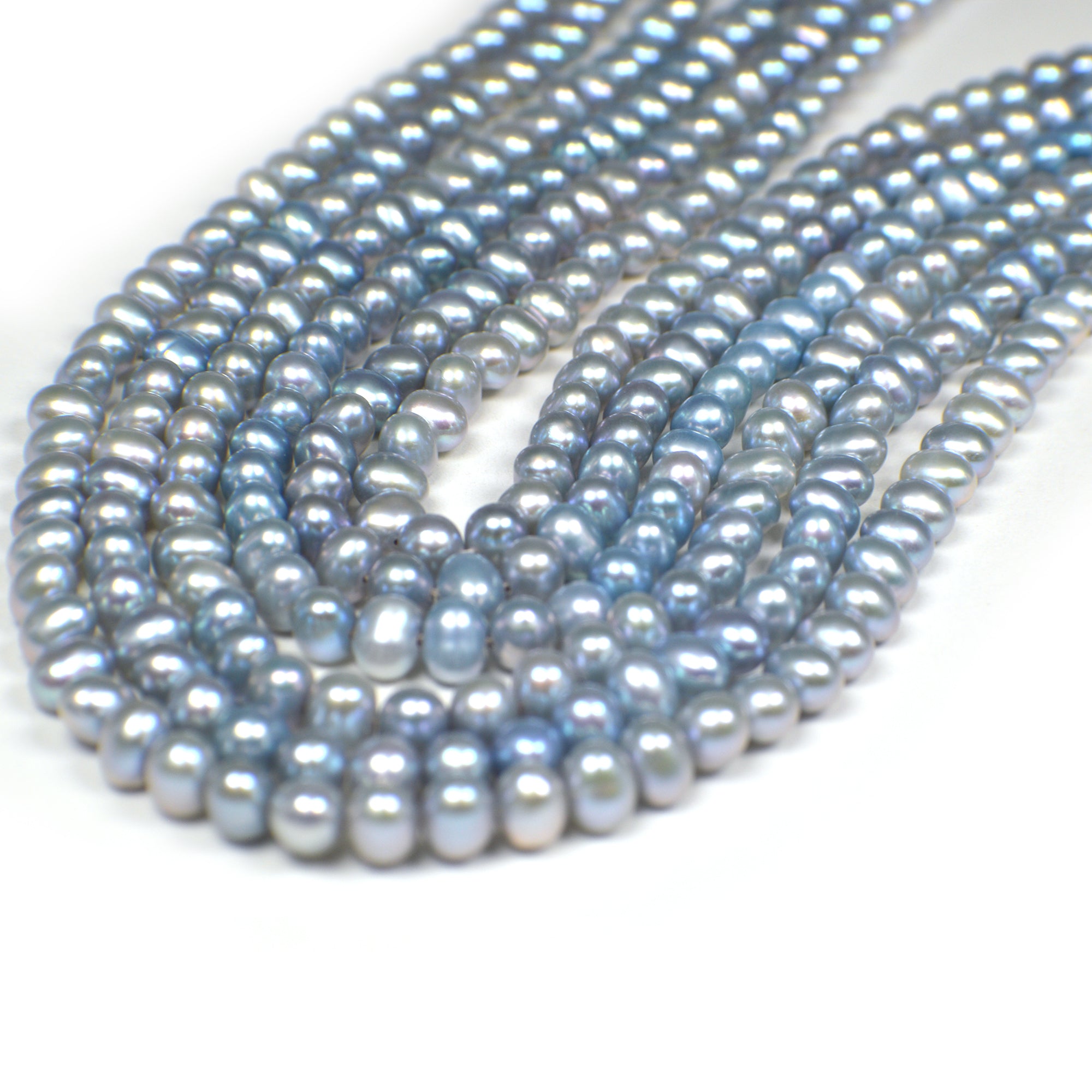 Gray Blue Potato Freshwater Pearls Beads