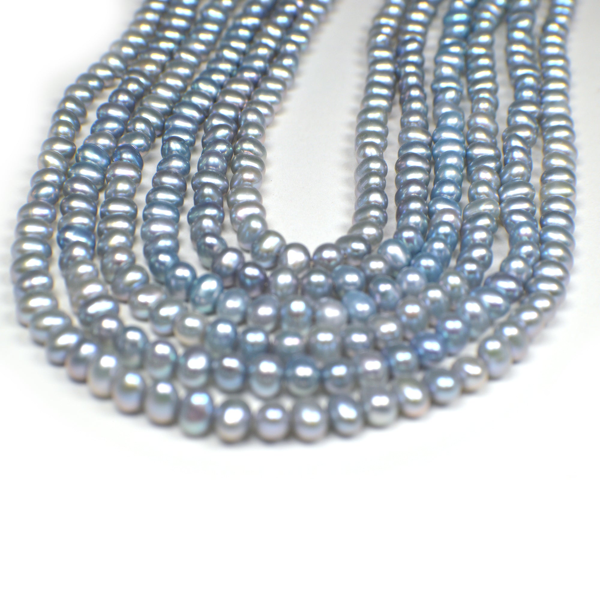 Gray Blue Potato Freshwater Pearls Beads