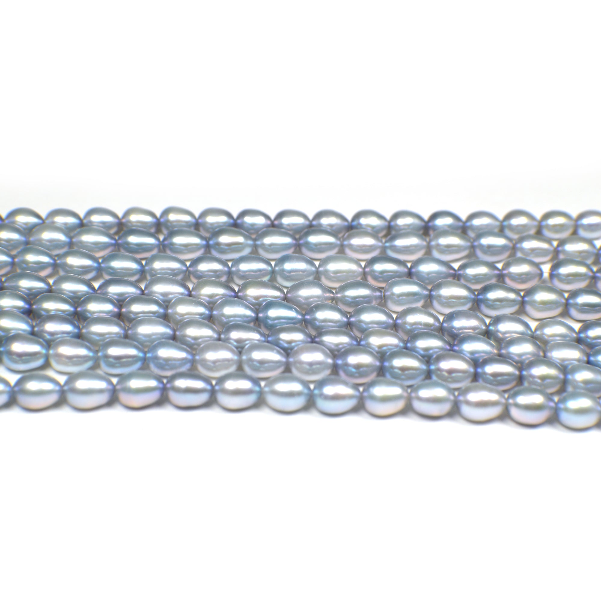 Gray Blue Rice / Oval Freshwater Pearls Beads