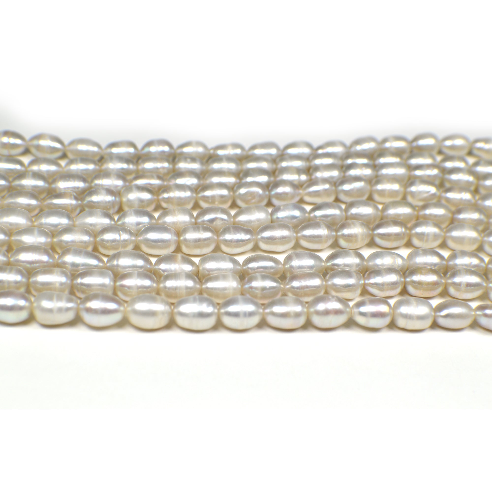 9x7 - 11x7 MM Gray Rice / Oval Freshwater Pearls Beads