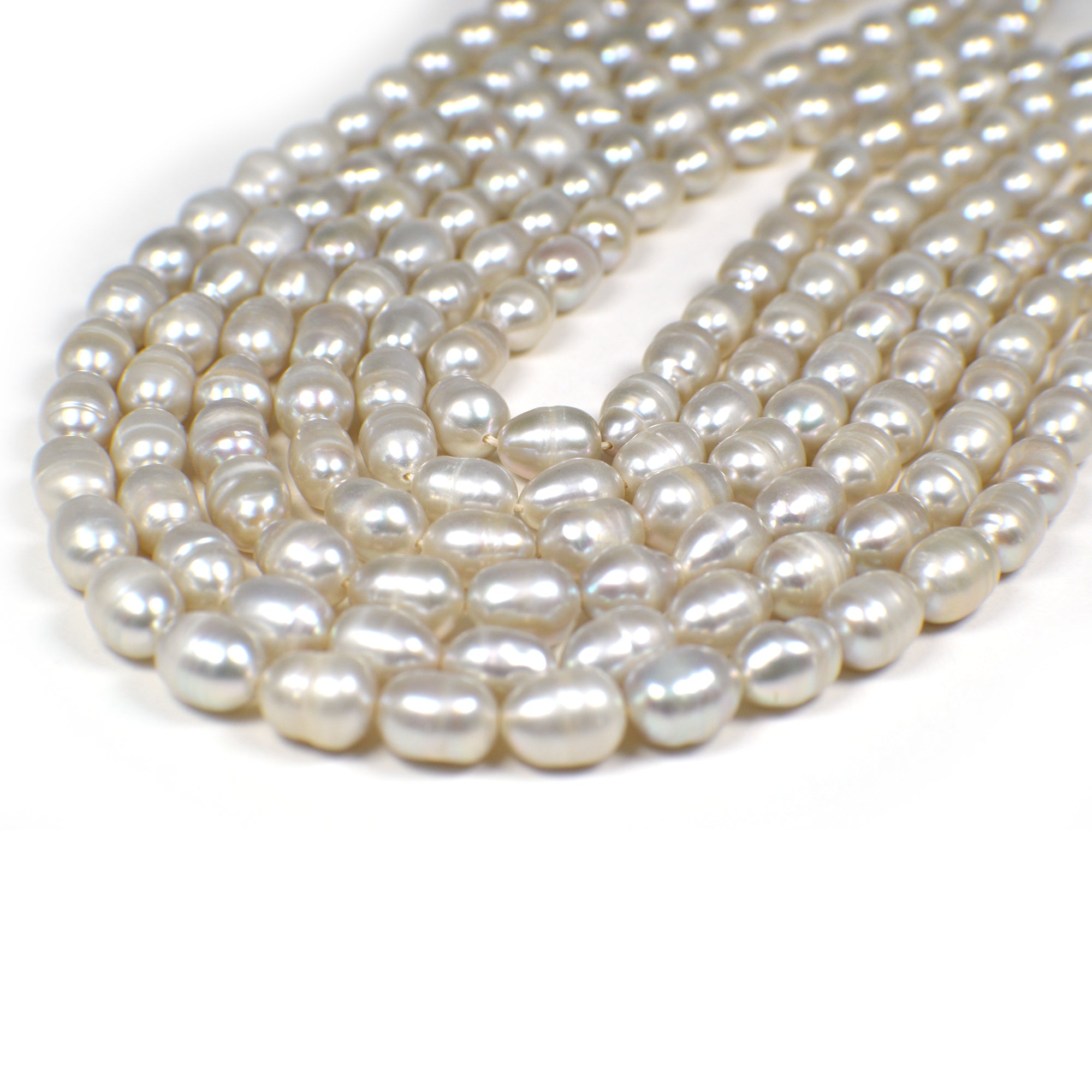 9x7 - 11x7 MM Gray Rice / Oval Freshwater Pearls Beads