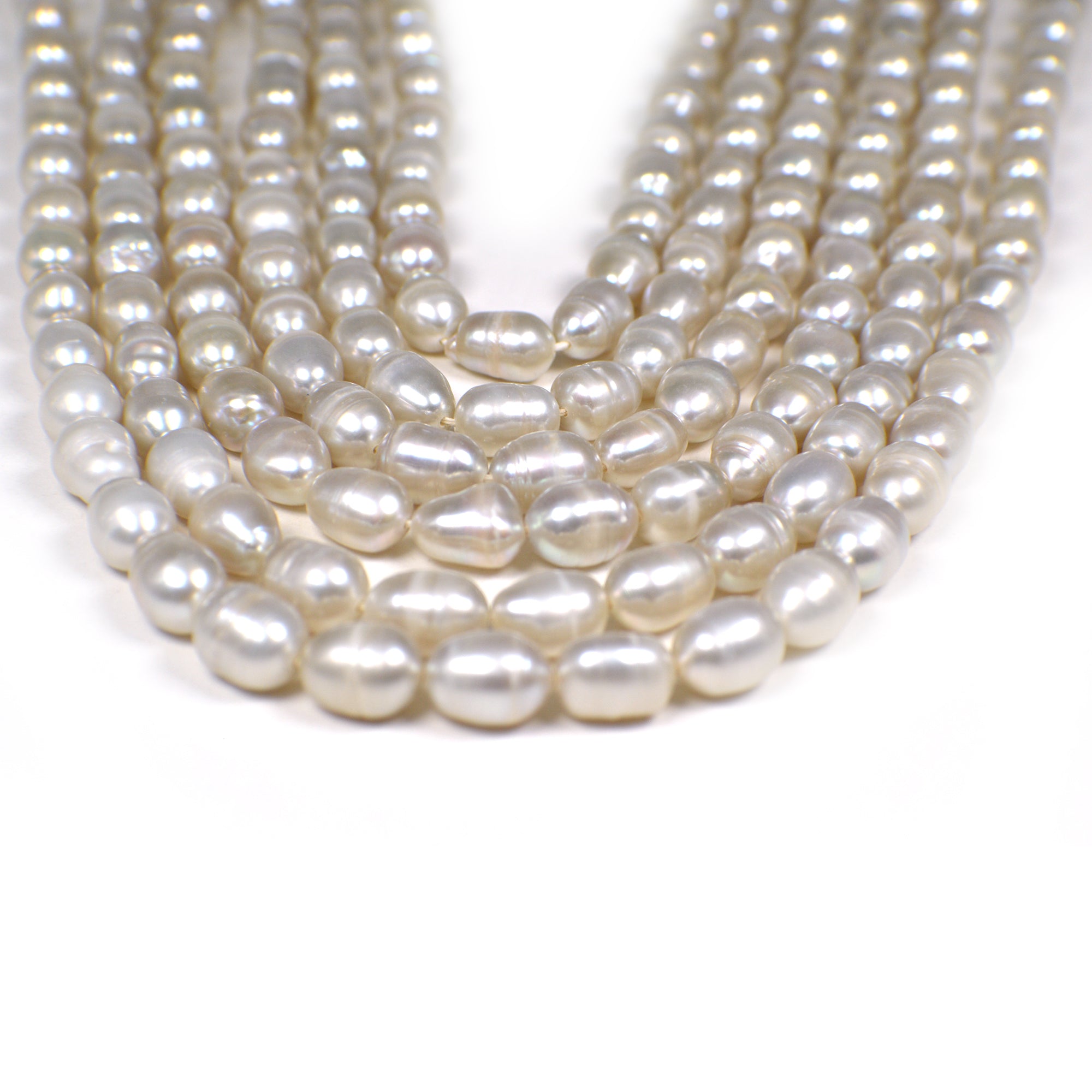 9x7 - 11x7 MM Gray Rice / Oval Freshwater Pearls Beads