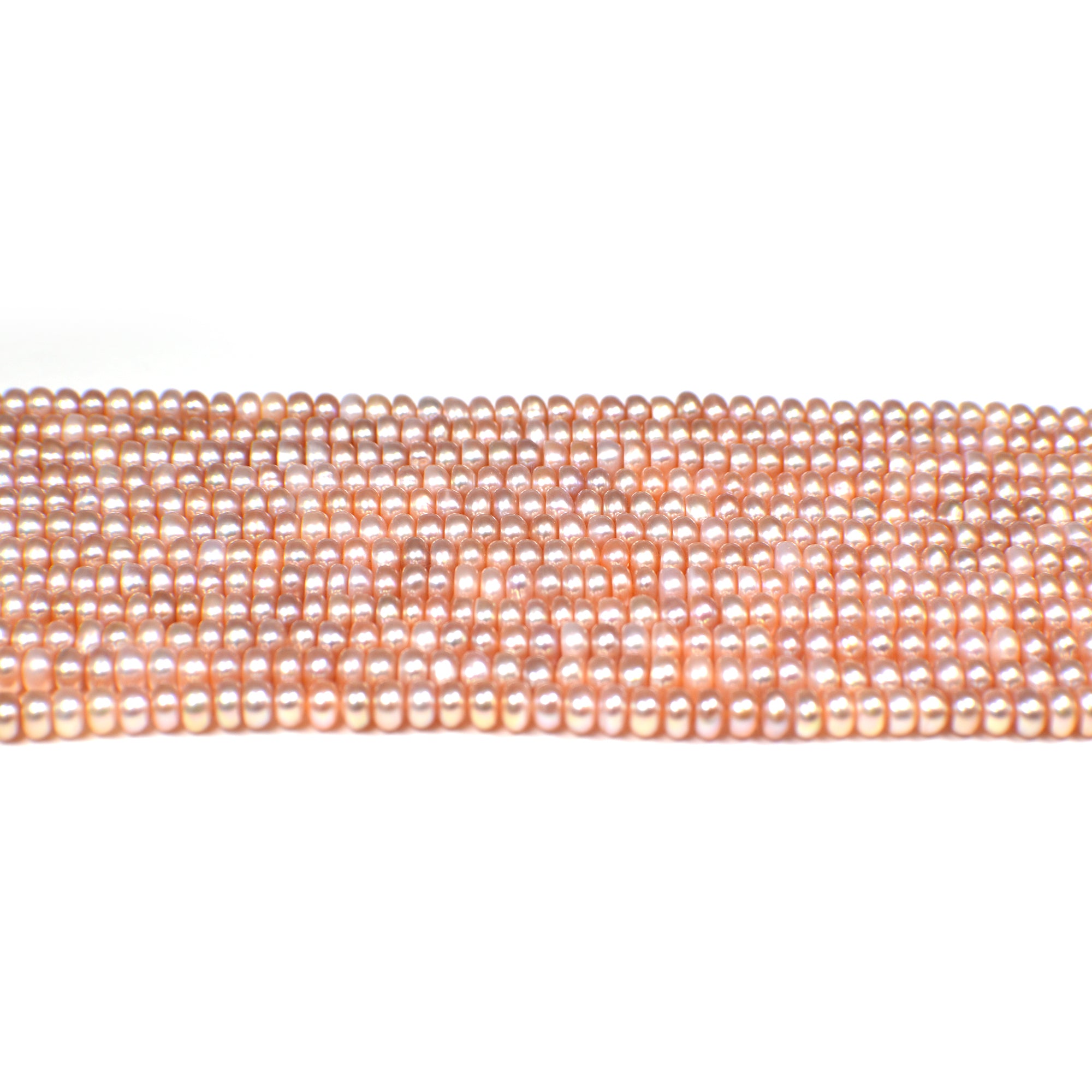 4 - 5 MM Pink Peach Button / Rondelle Freshwater Pearls Beads