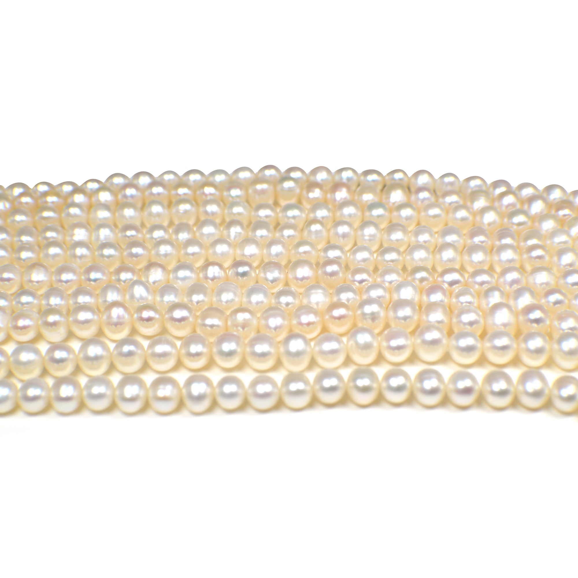 6x5 - 7x6 MM White Potato Freshwater Pearls Beads