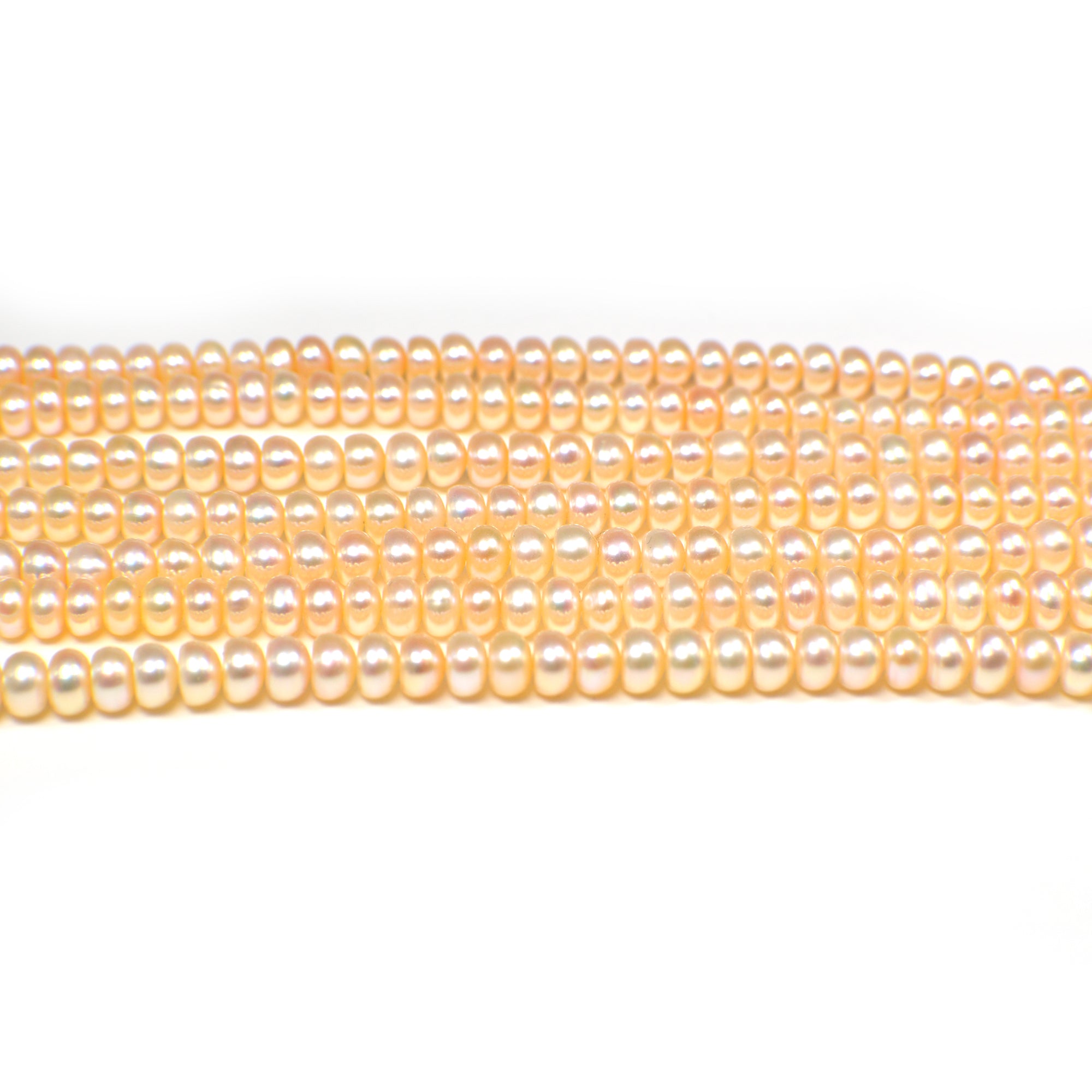 5 - 6 MM Peach Button / Rondelle Freshwater Pearls Beads