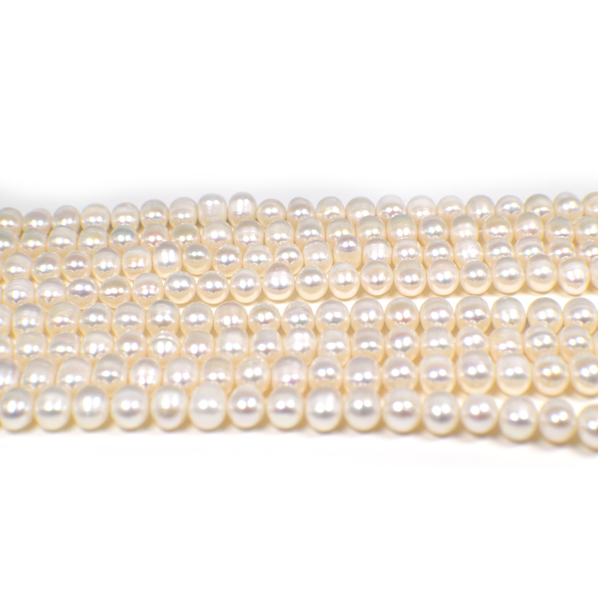 6.5x6 MM White Potato Freshwater Pearls Beads