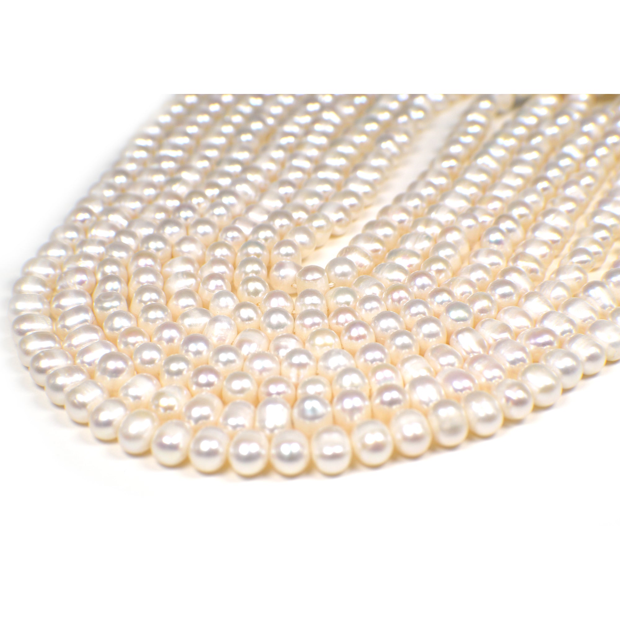 6.5x6 MM White Potato Freshwater Pearls Beads