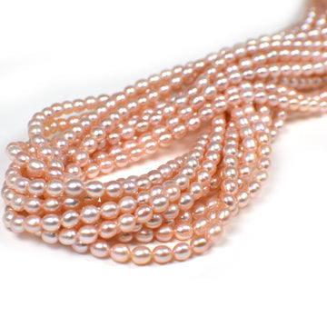 5x4 - 6x4 Pink Peach Rice Freshwater Pearls Beads