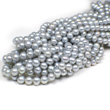 5 - 6 MM Gray Blue Potato Freshwater Pearls Beads