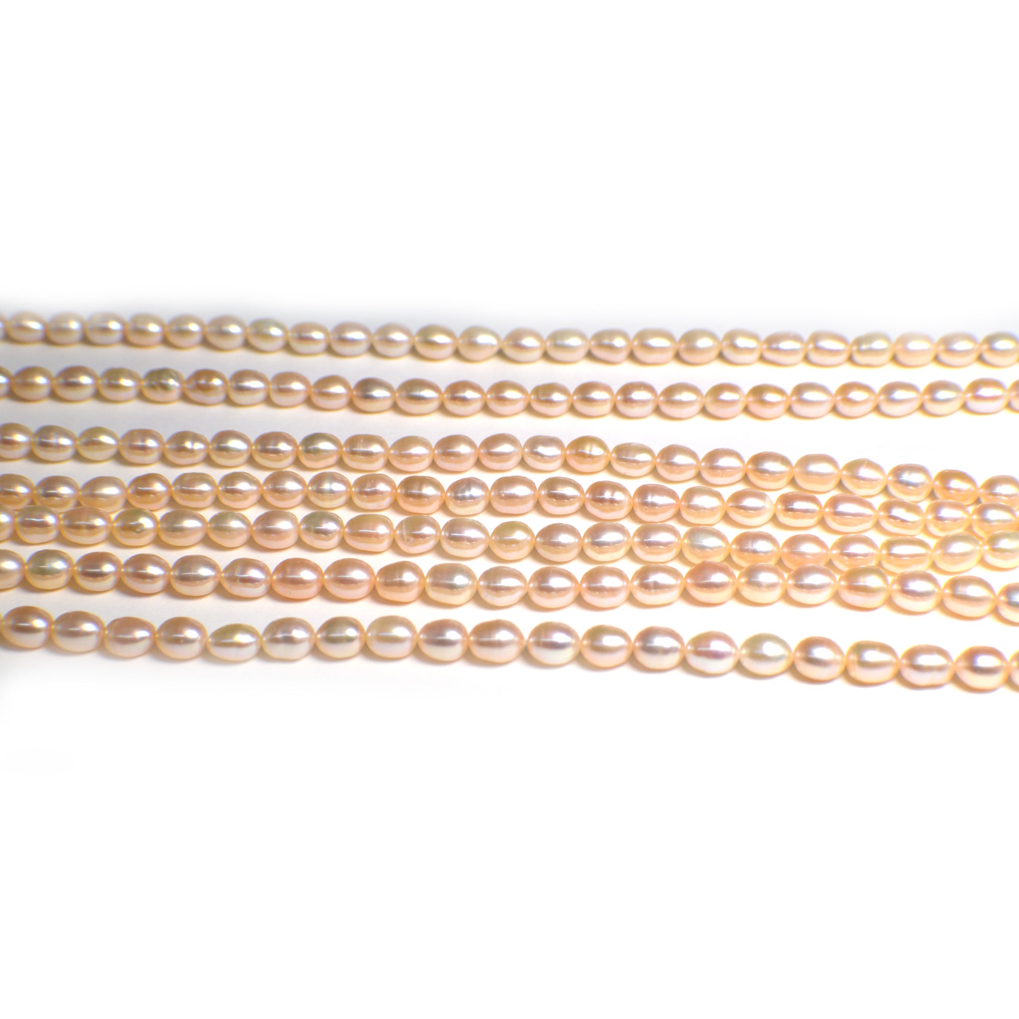 6x4 - 6x5 MM Pink Peach Rice Freshwater Pearls Beads