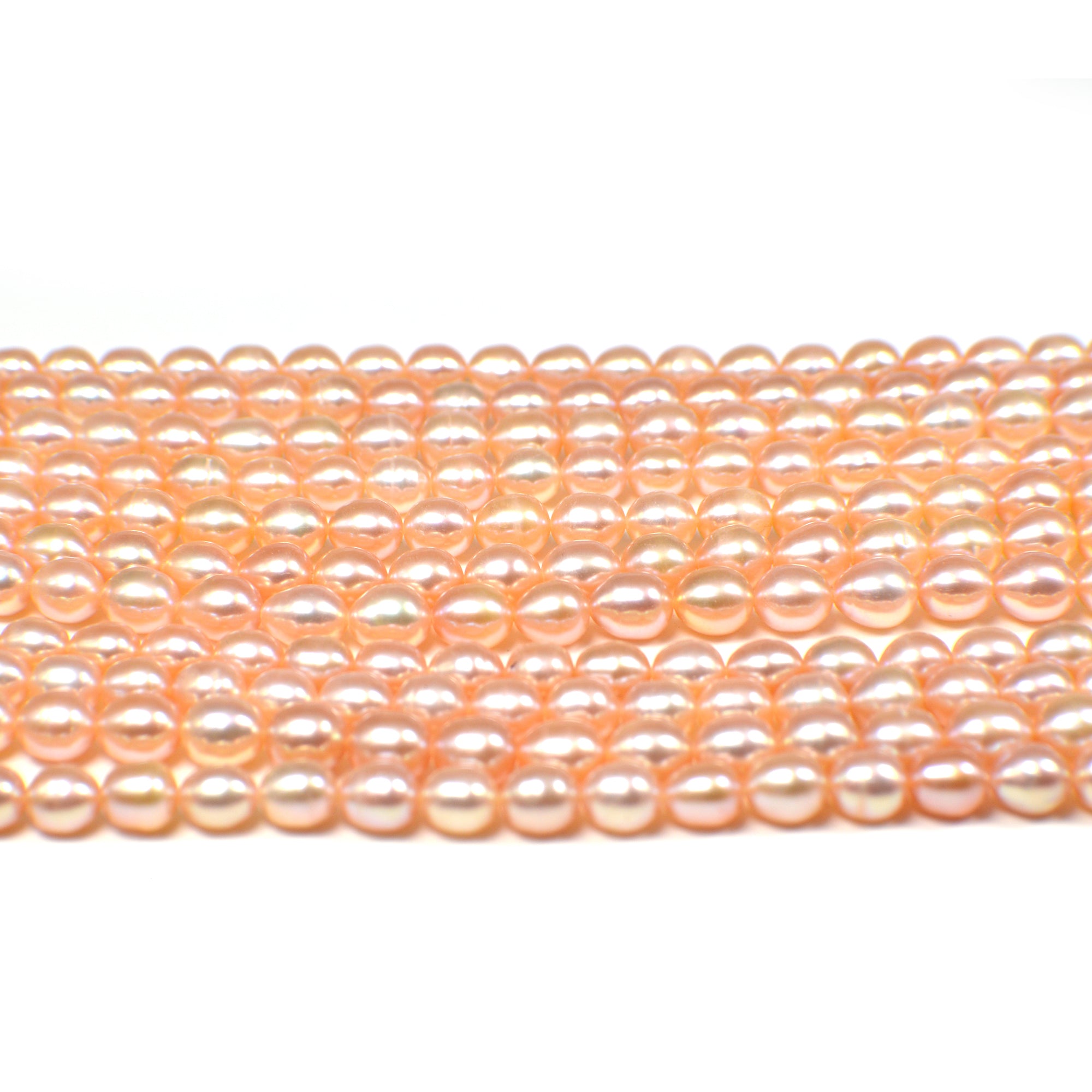 6 x 5 - 7 x 5 MM Pink Peach Rice Freshwater Pearls Beads