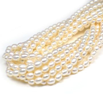 6 x 4 - 6 x 5 MM White Rice Freshwater Pearls Beads