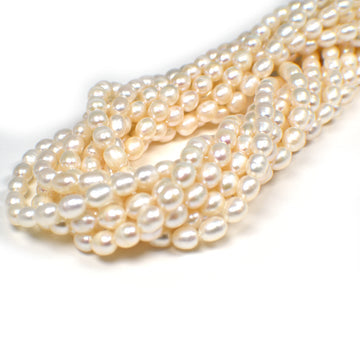 6 x 5 MM White Rice Freshwater Pearls Beads