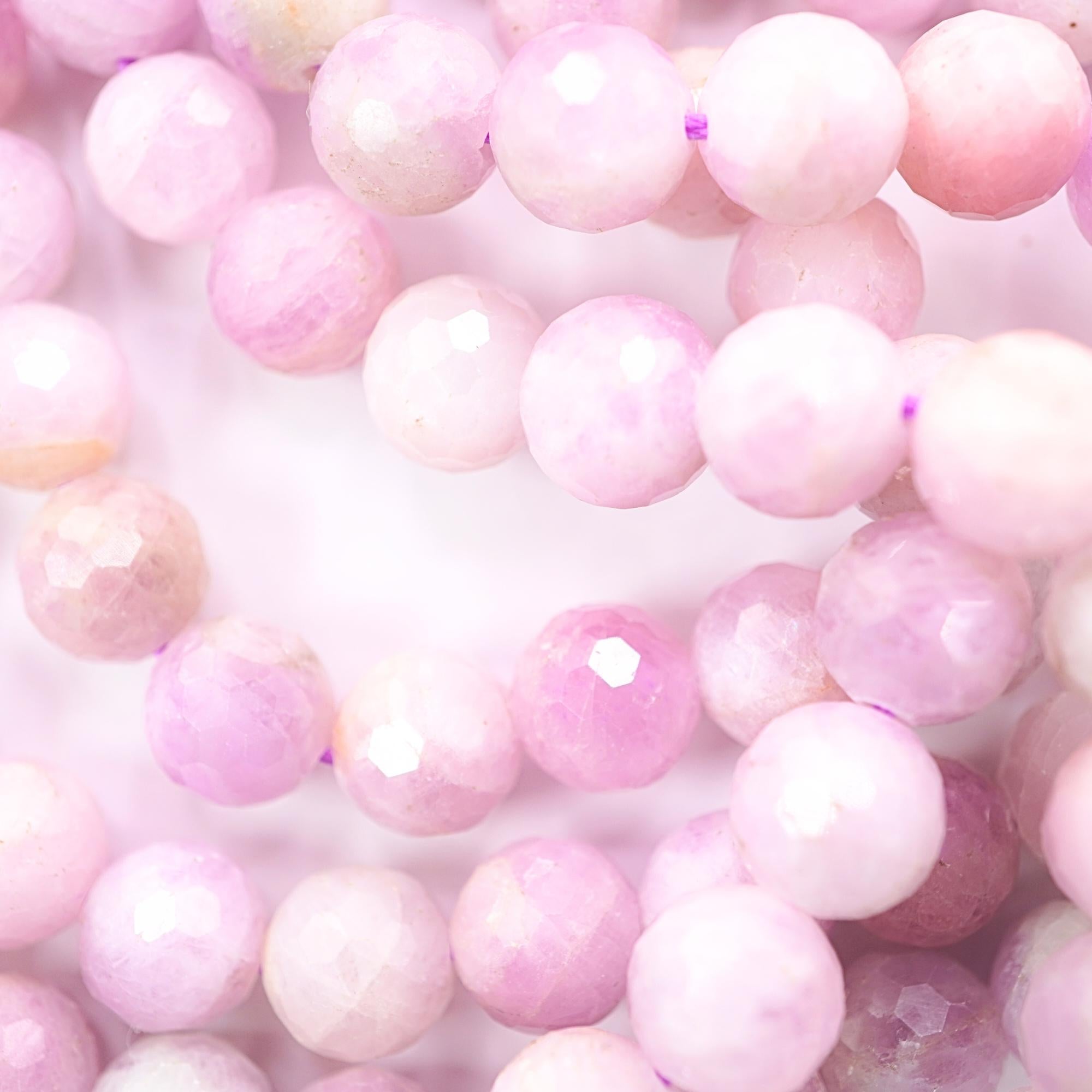 Kunzite Faceted Round Shape Gemstone Strand Beads