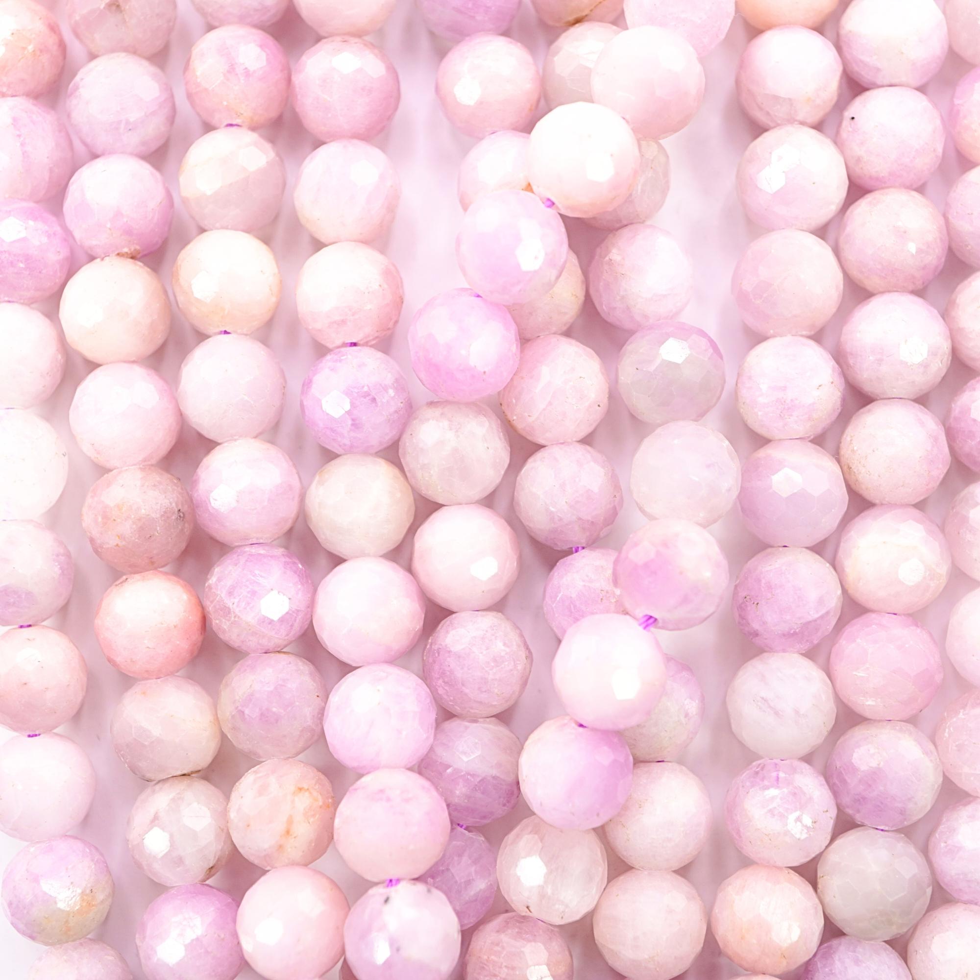 Kunzite Faceted Round Shape Gemstone Strand Beads