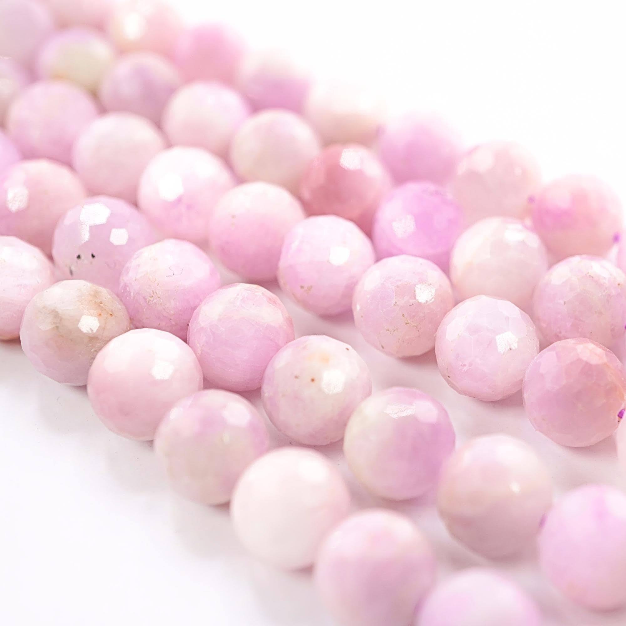 Kunzite Faceted Round Shape Gemstone Strand Beads