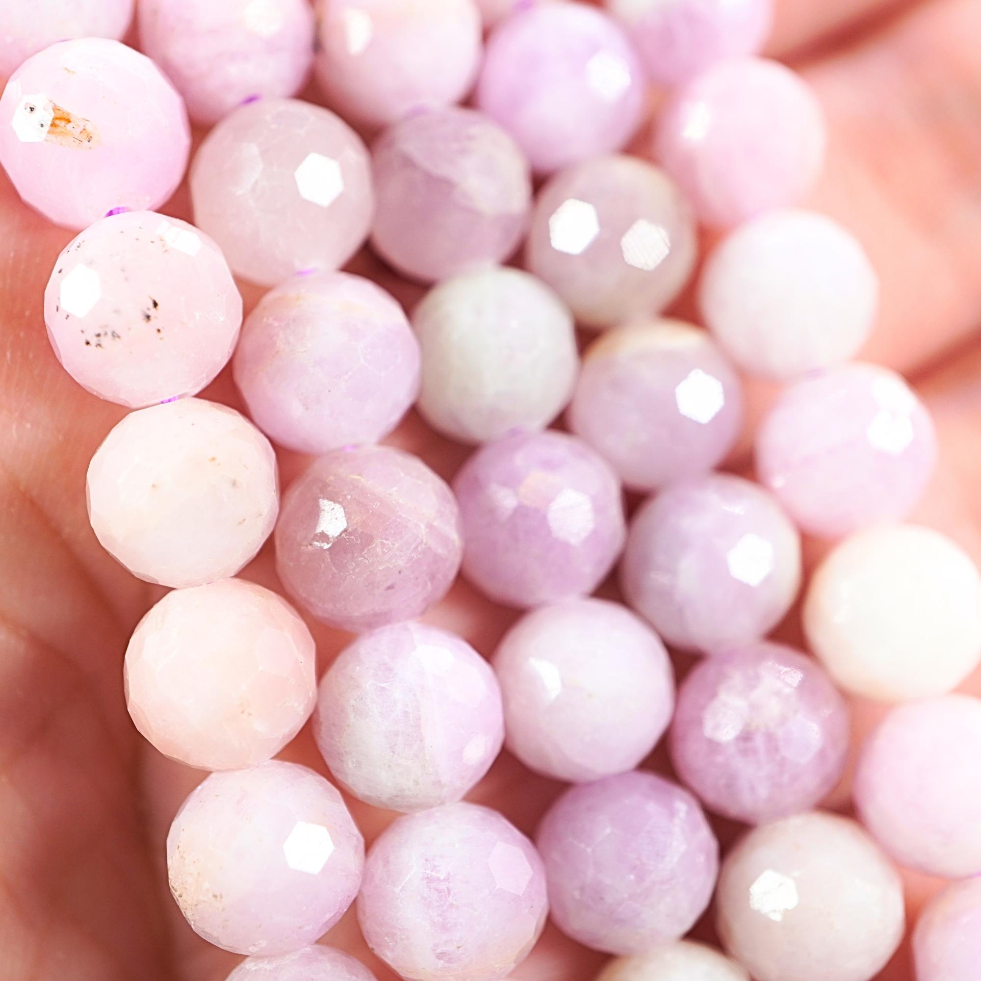 Kunzite Faceted Round Shape Gemstone Strand Beads