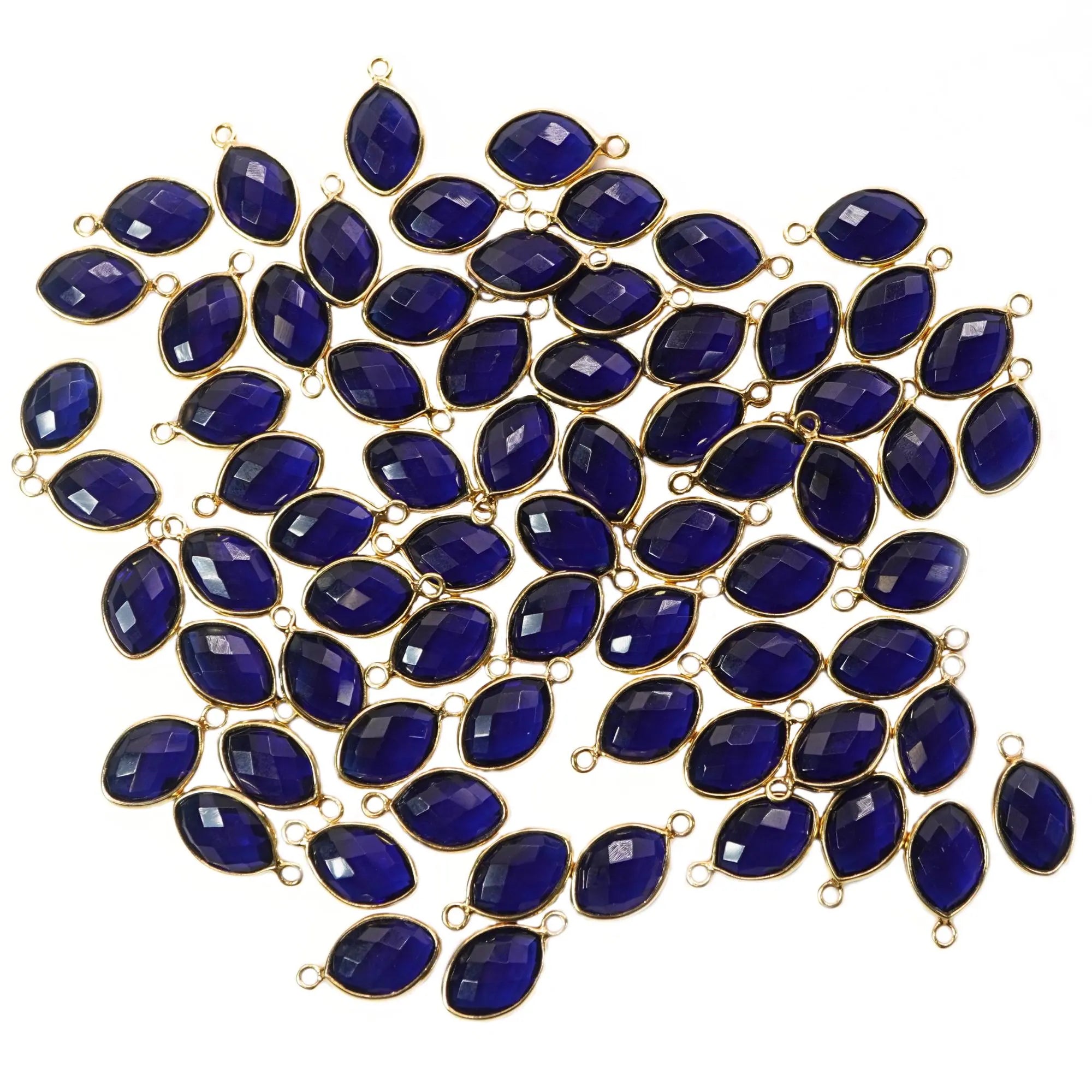 Kyanite Marquise Shape Gemstone Gold Plated Sterling Silver Bezel Charm Pendant