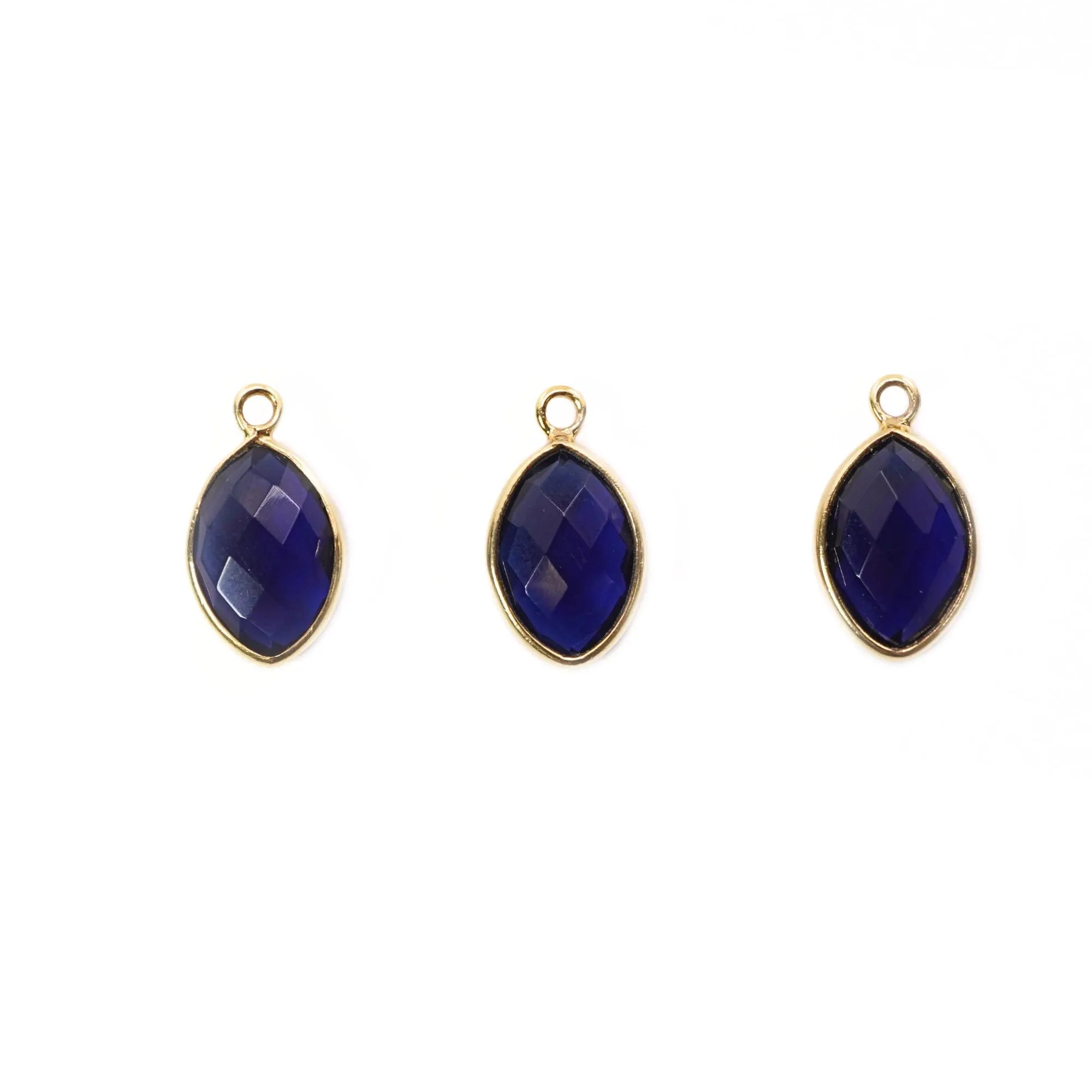 Kyanite Marquise Shape Gemstone Gold Plated Sterling Silver Bezel Charm Pendant