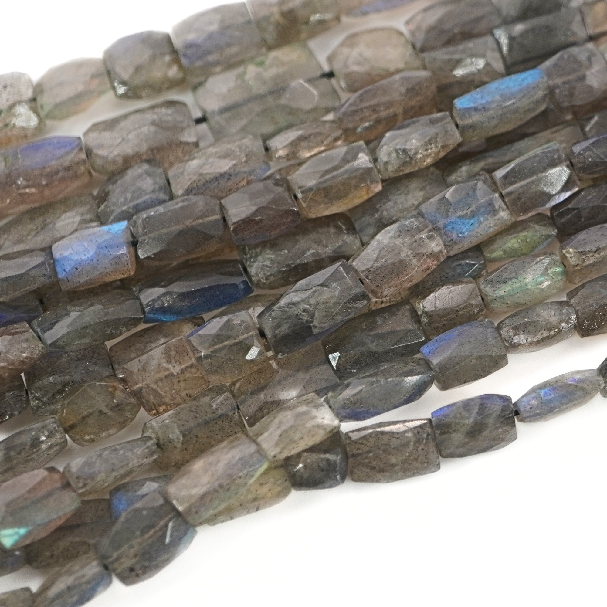 Labradorite Blue Fire Faceted Rectangle Shape Gemstone Strand Beads