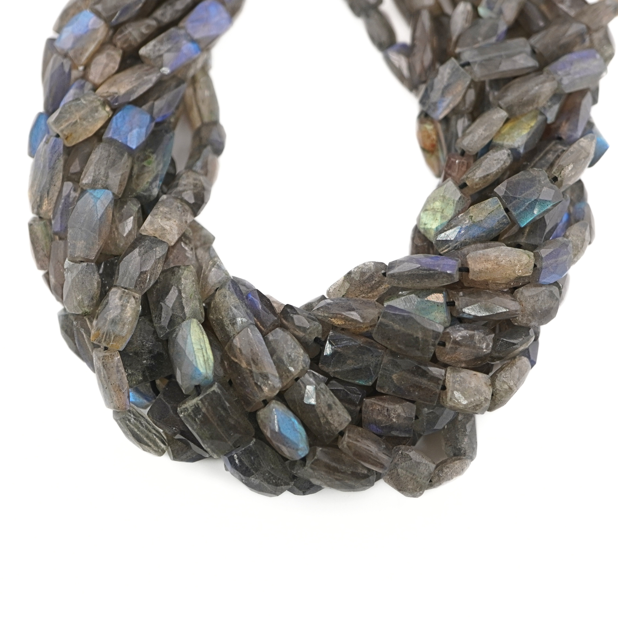 Labradorite Blue Fire Faceted Rectangle Shape Gemstone Strand Beads