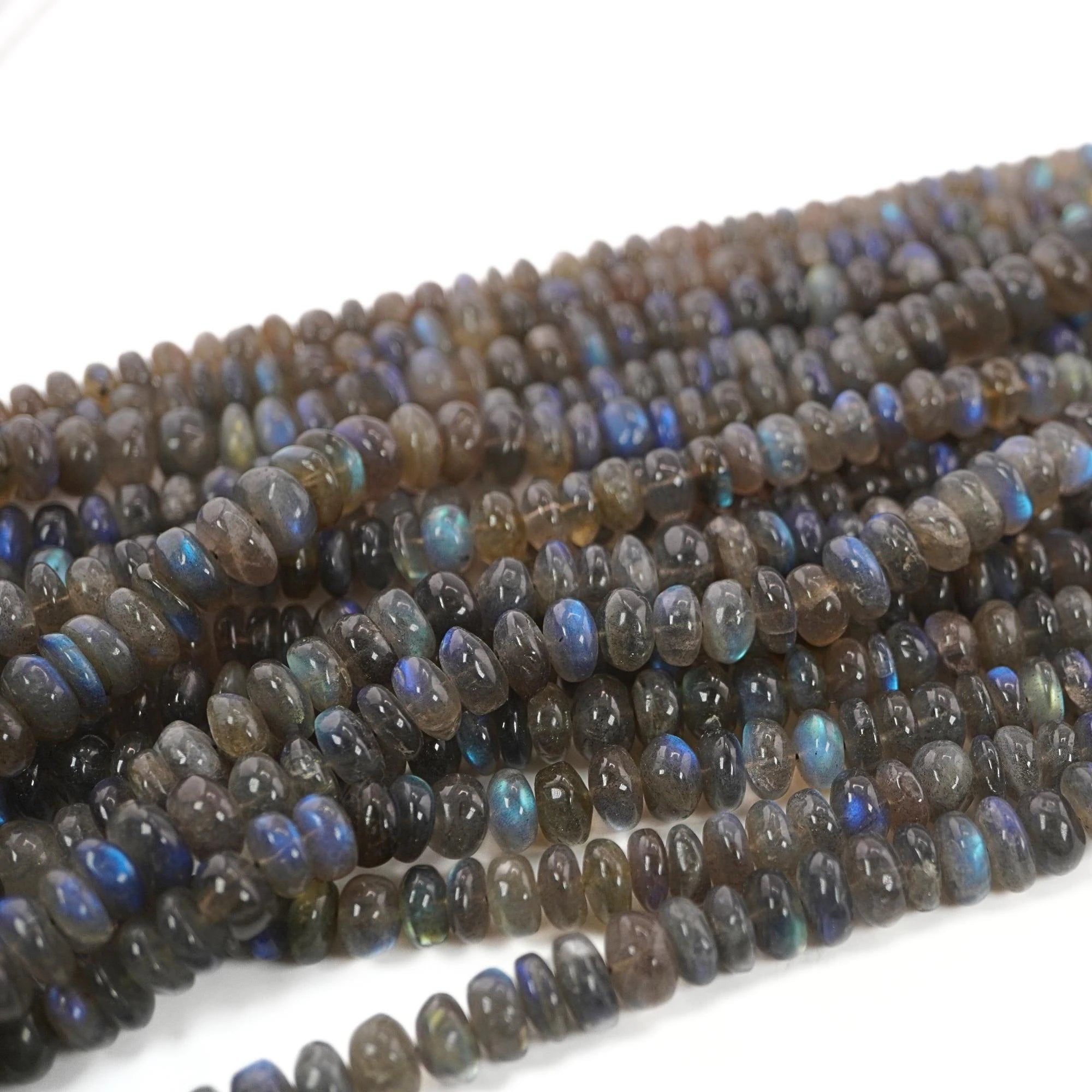 Labradorite Blue Fire Rondelle Shape Gemstone 15 inches Strand Beads