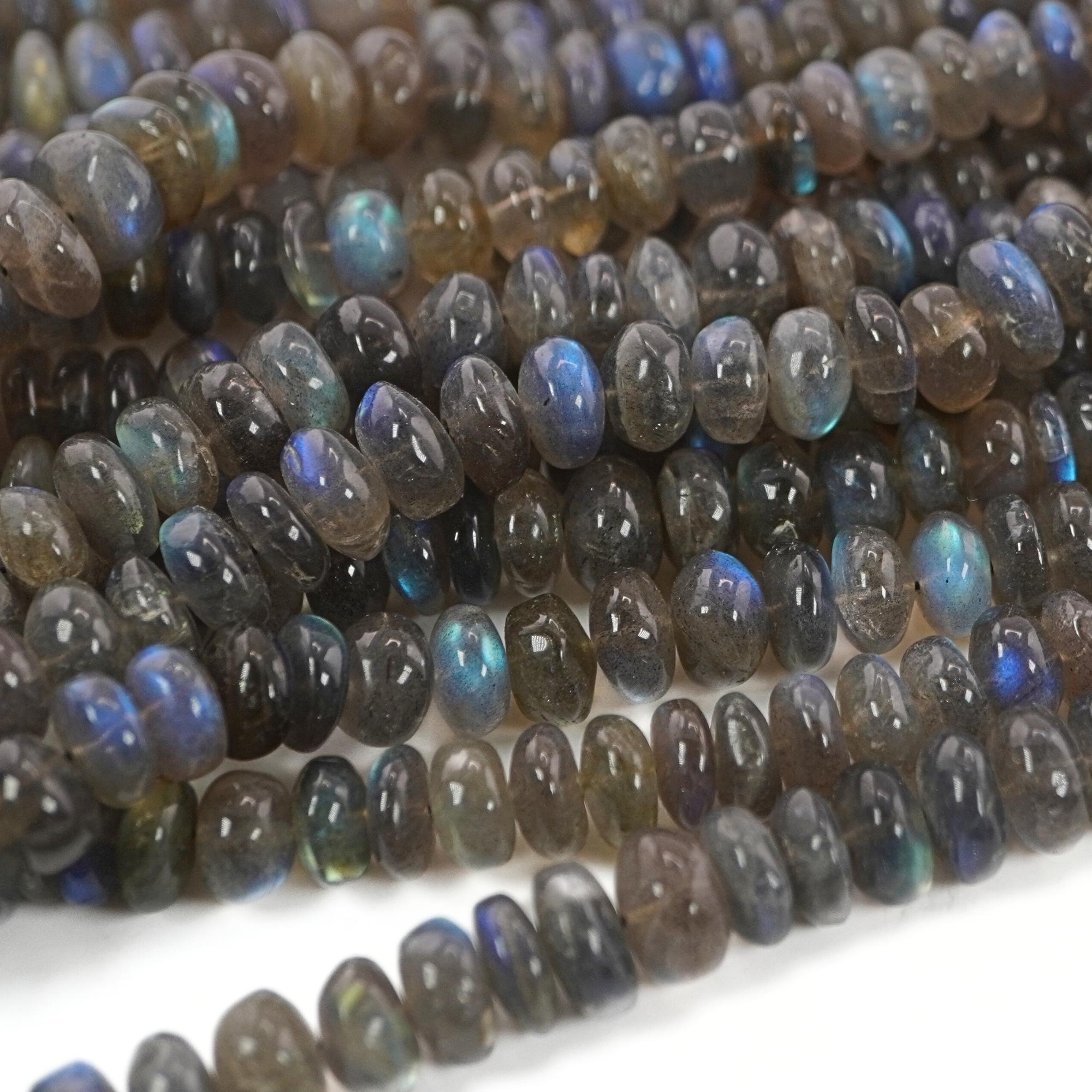 Labradorite Blue Fire Rondelle Shape Gemstone 15 inches Strand Beads