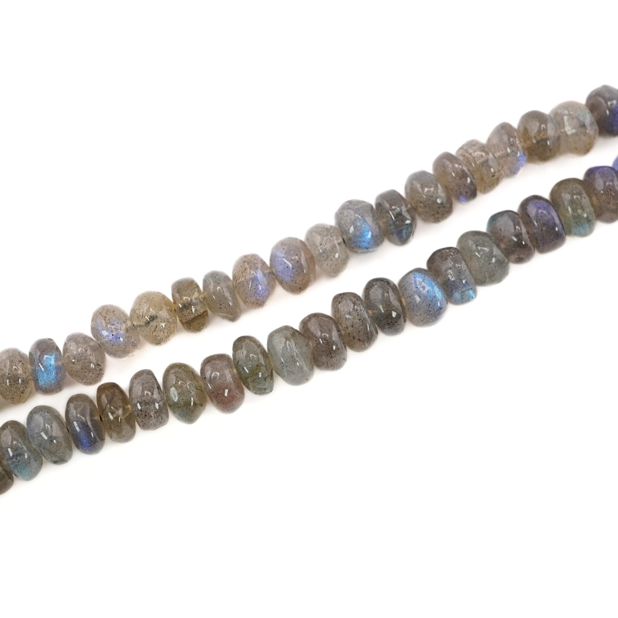 Labradorite Blue Fire Smooth Rondelle Shape Gemstone Strand Beads