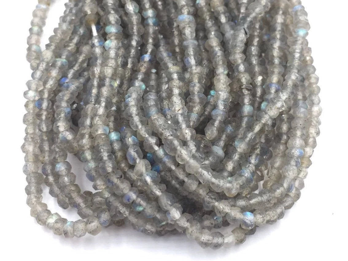 Labradorite Faceted Rondelles Shape Gemstone Strand Beads