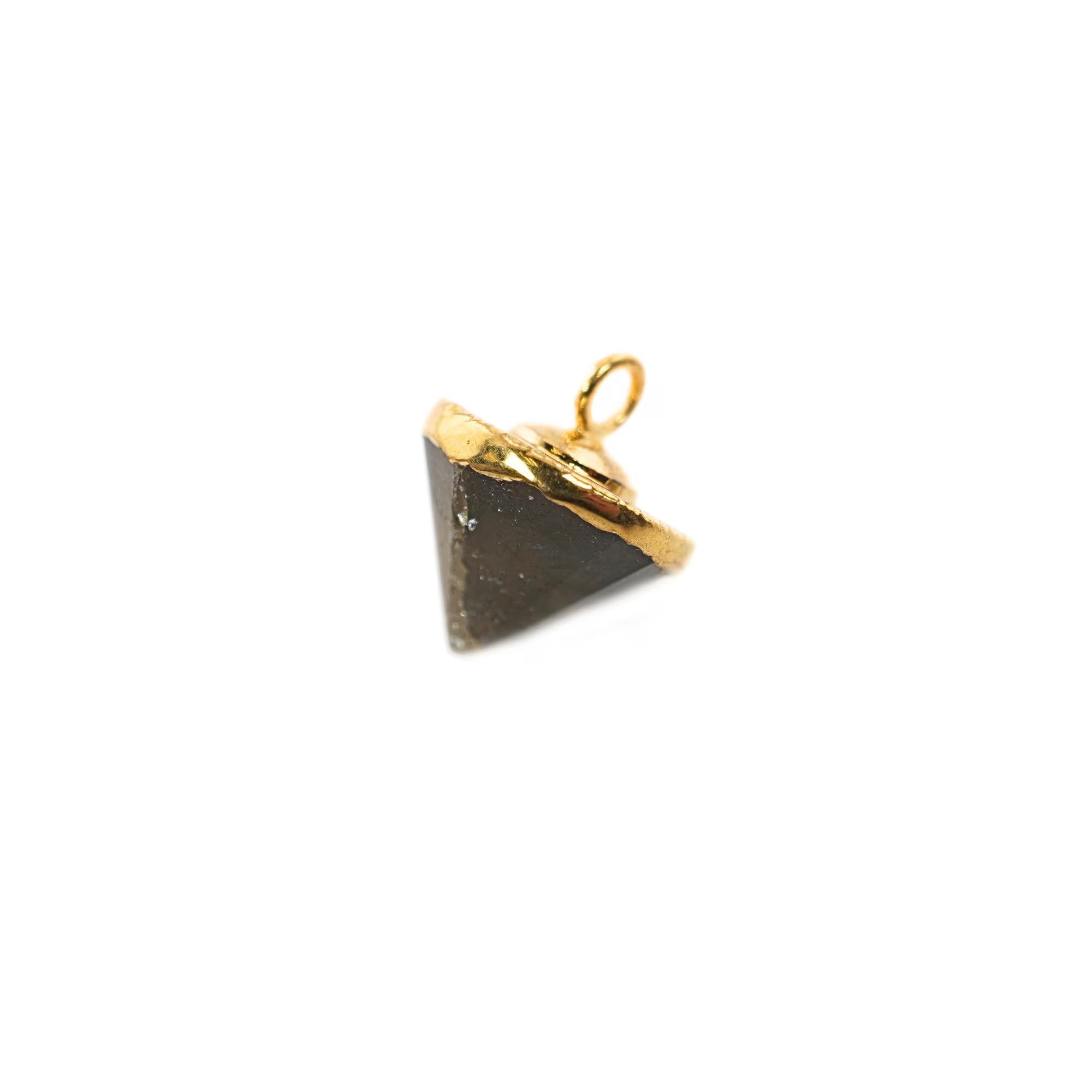 Labradorite Pointed Cone Gemstone Gold Electroplated Charm Pendant 